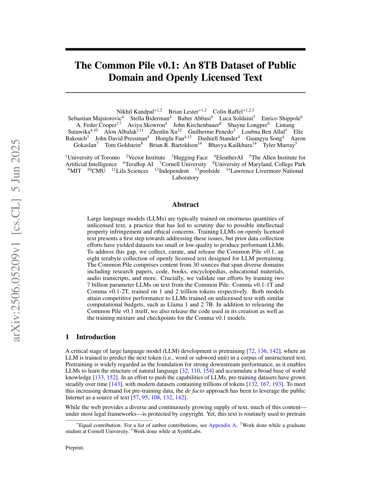 Common Pile v0.1