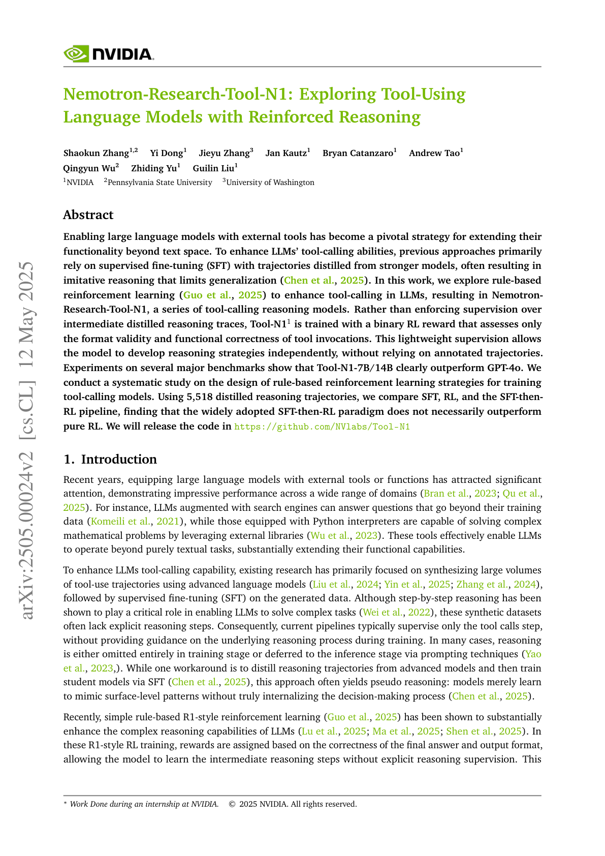 Nemotron-Research-Tool-N1