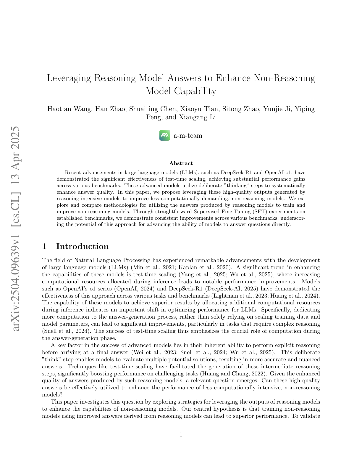 Enhancing Non-Reasoning Models with Reasoning Models