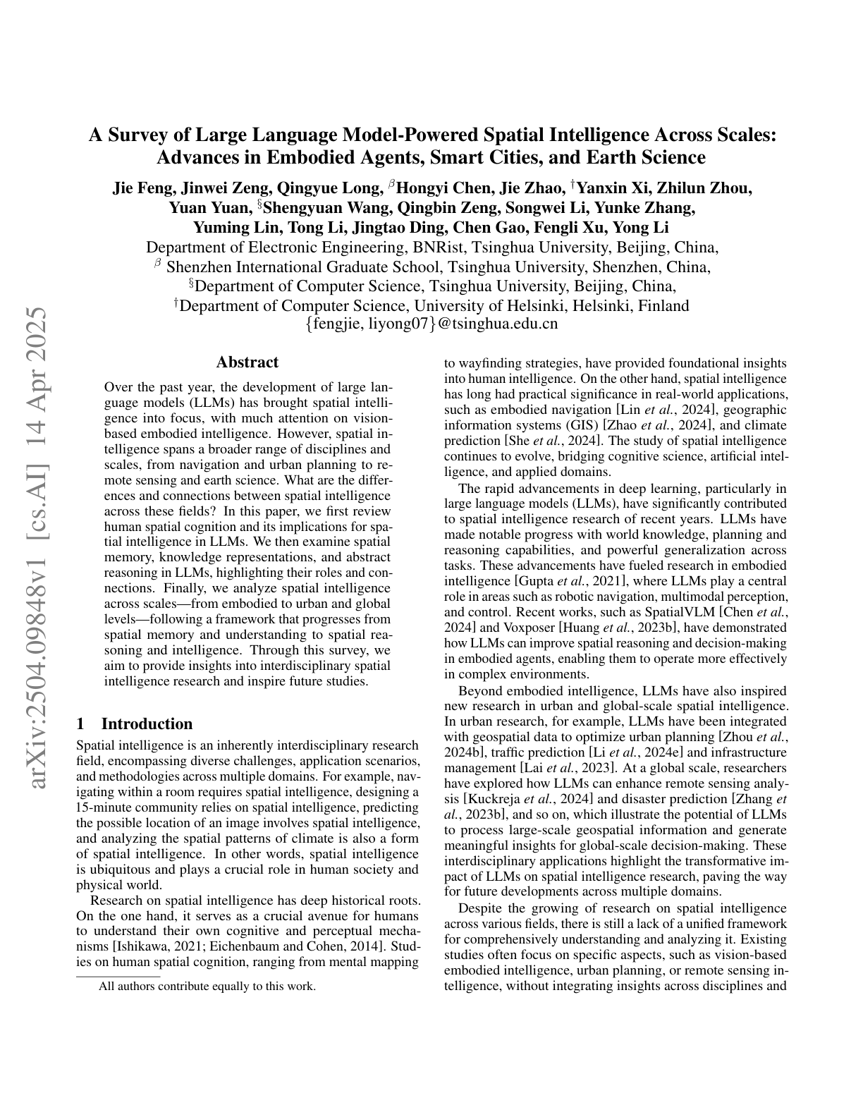 Advances in Embodied Agents, Smart Cities, and Earth Science
