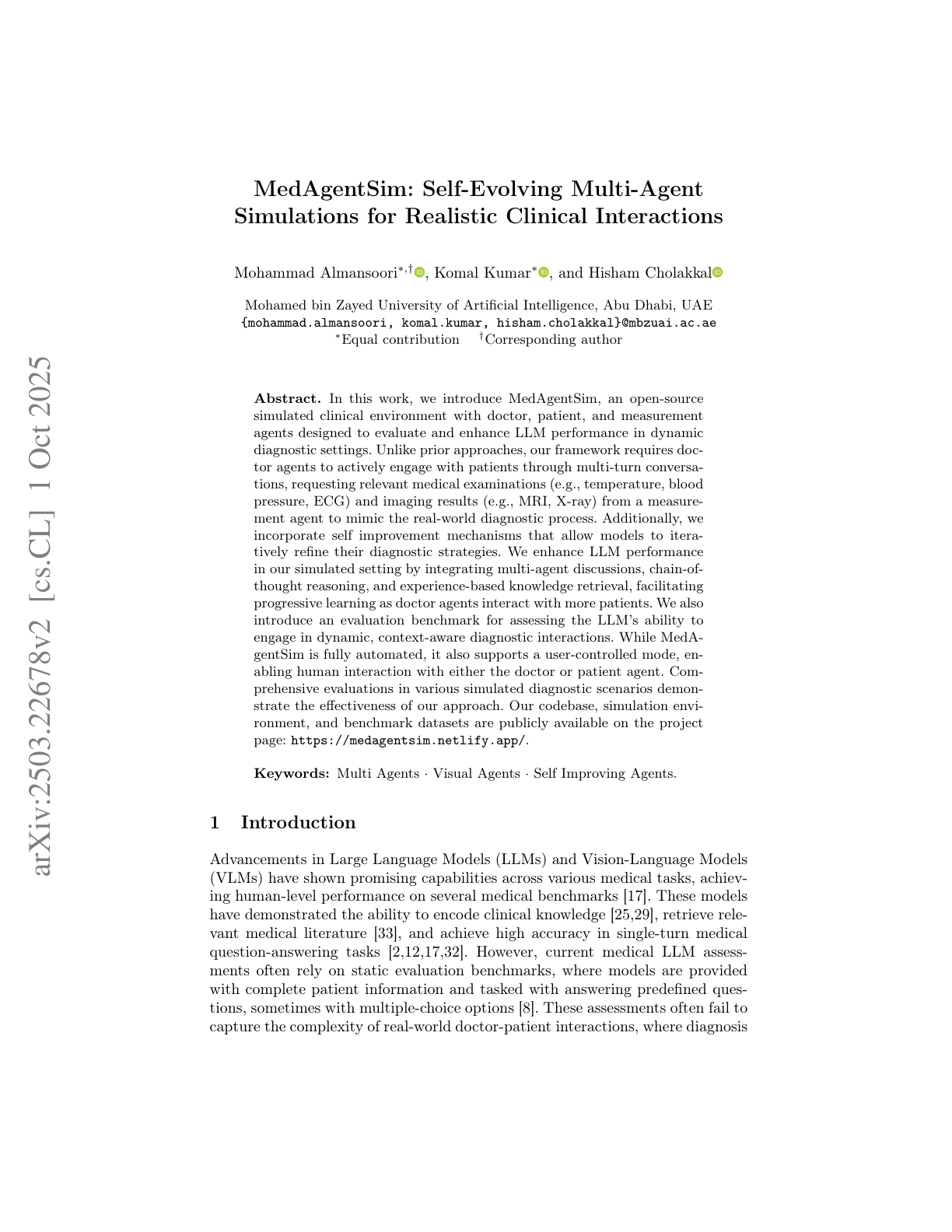 Self-Evolving Multi-Agent Simulations for Realistic Clinical Interactions