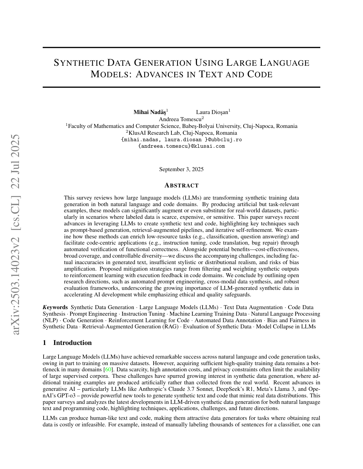 Synthetic Data Generation Using LLMs