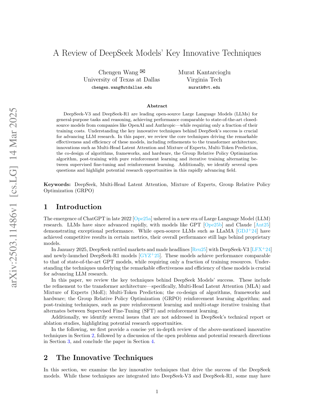 A Review of DeepSeek Models