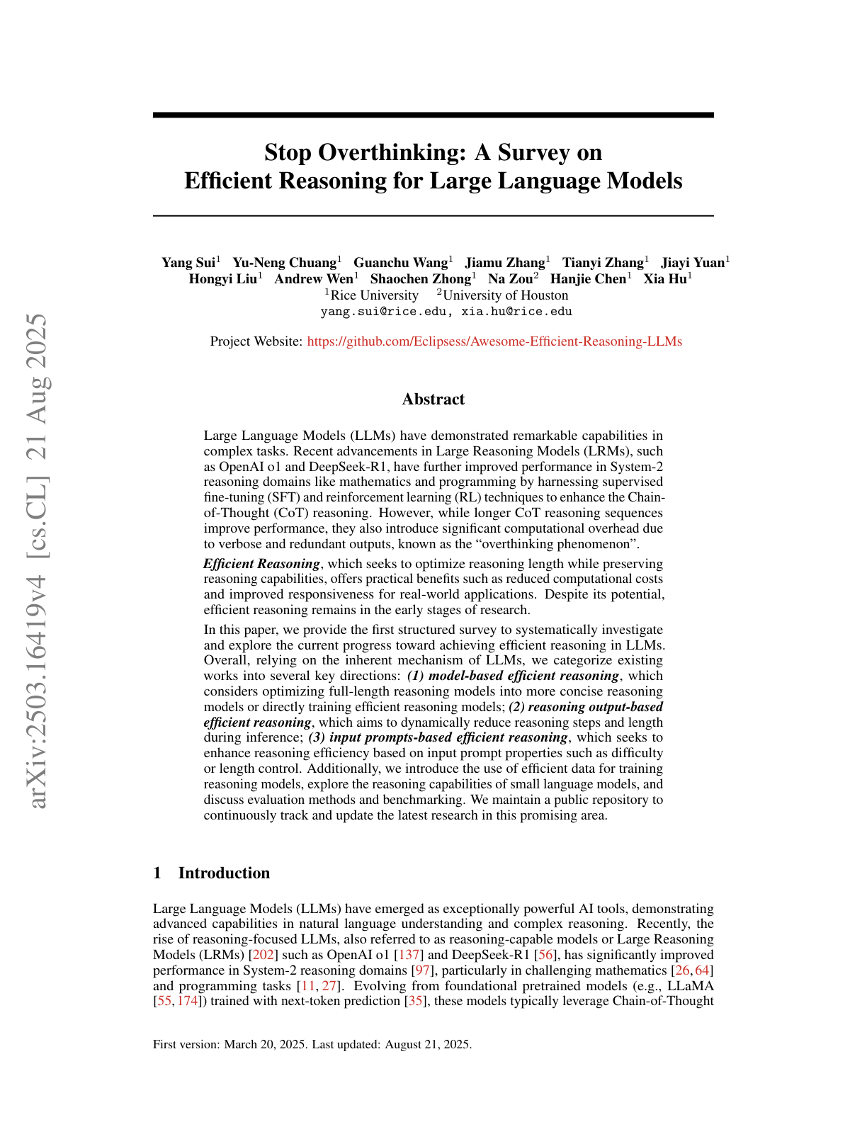 A Survey on Efficient Reasoning