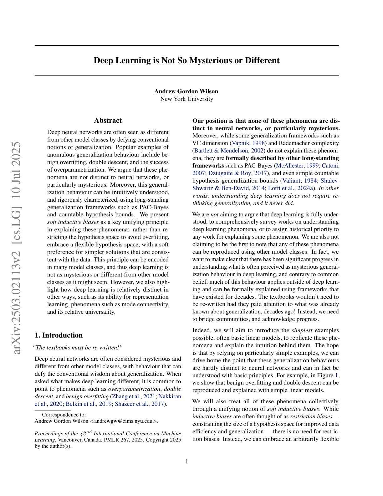 Deep Learning is Not So Mysterious or Different