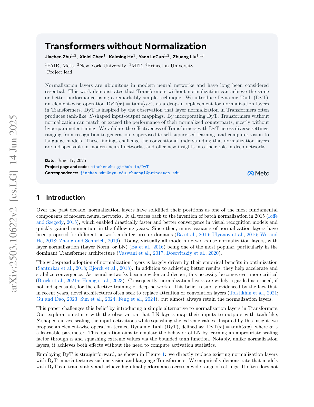 Transformers without Normalization