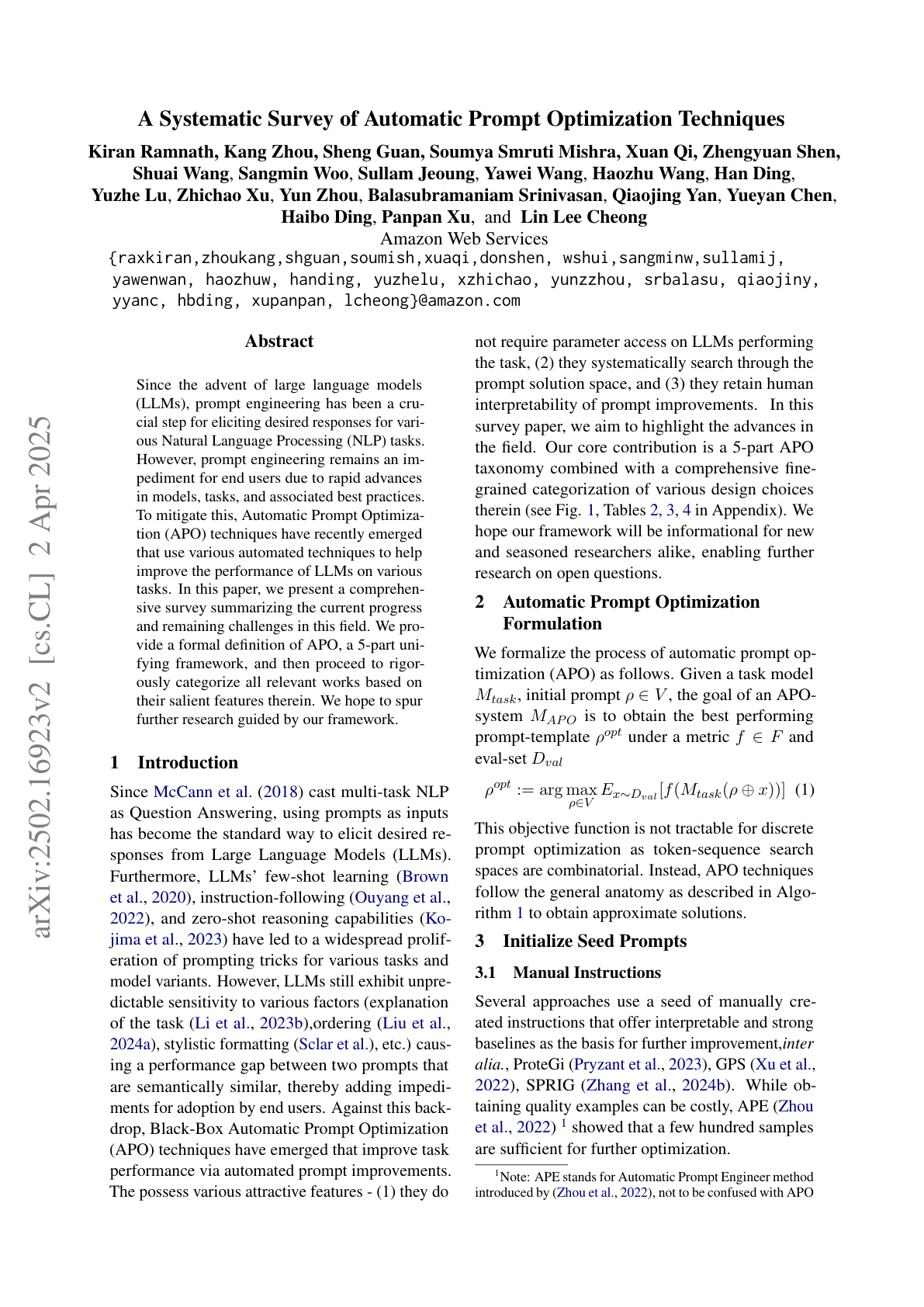 A Systematic Survey of Prompt Optimization