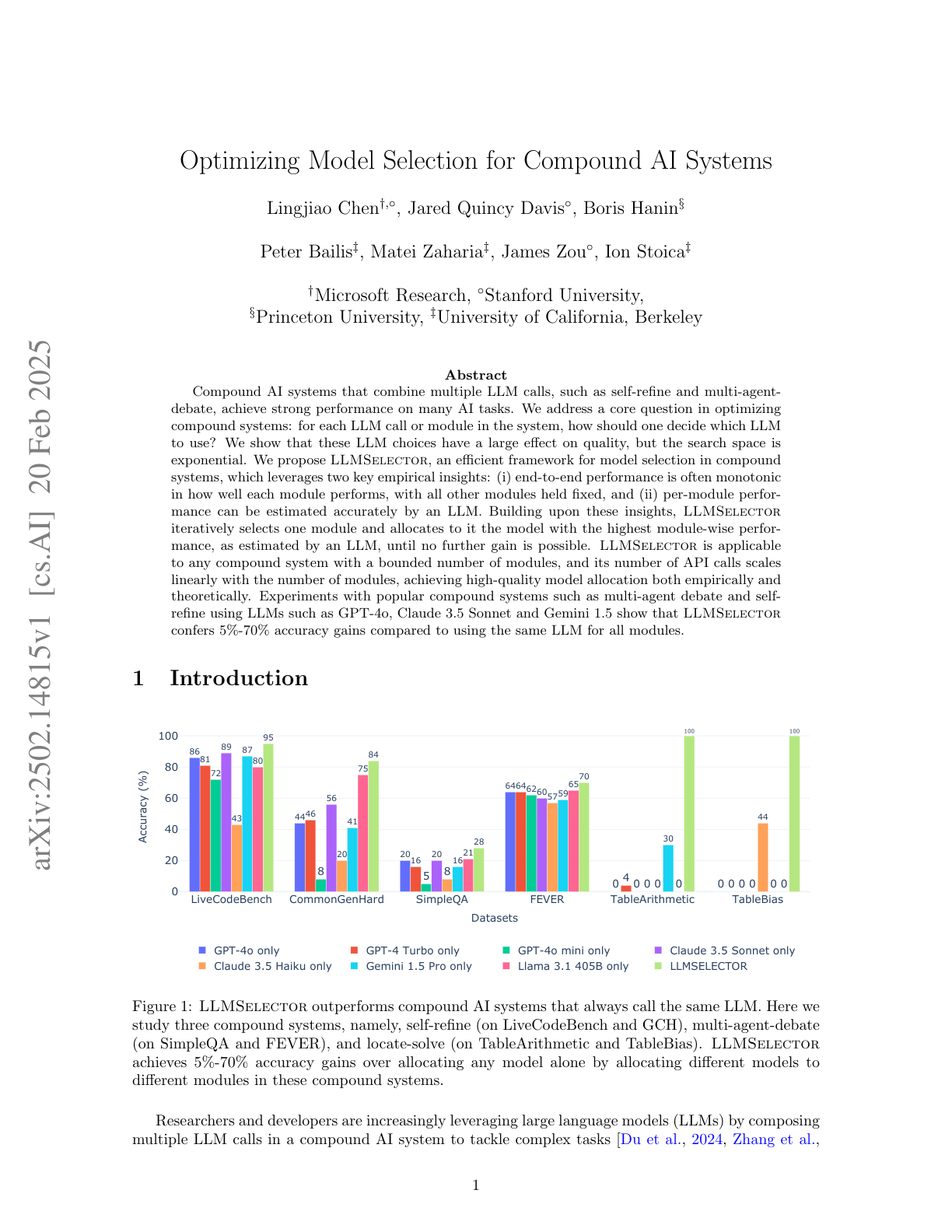 Optimizing Model Selection for Compound AI