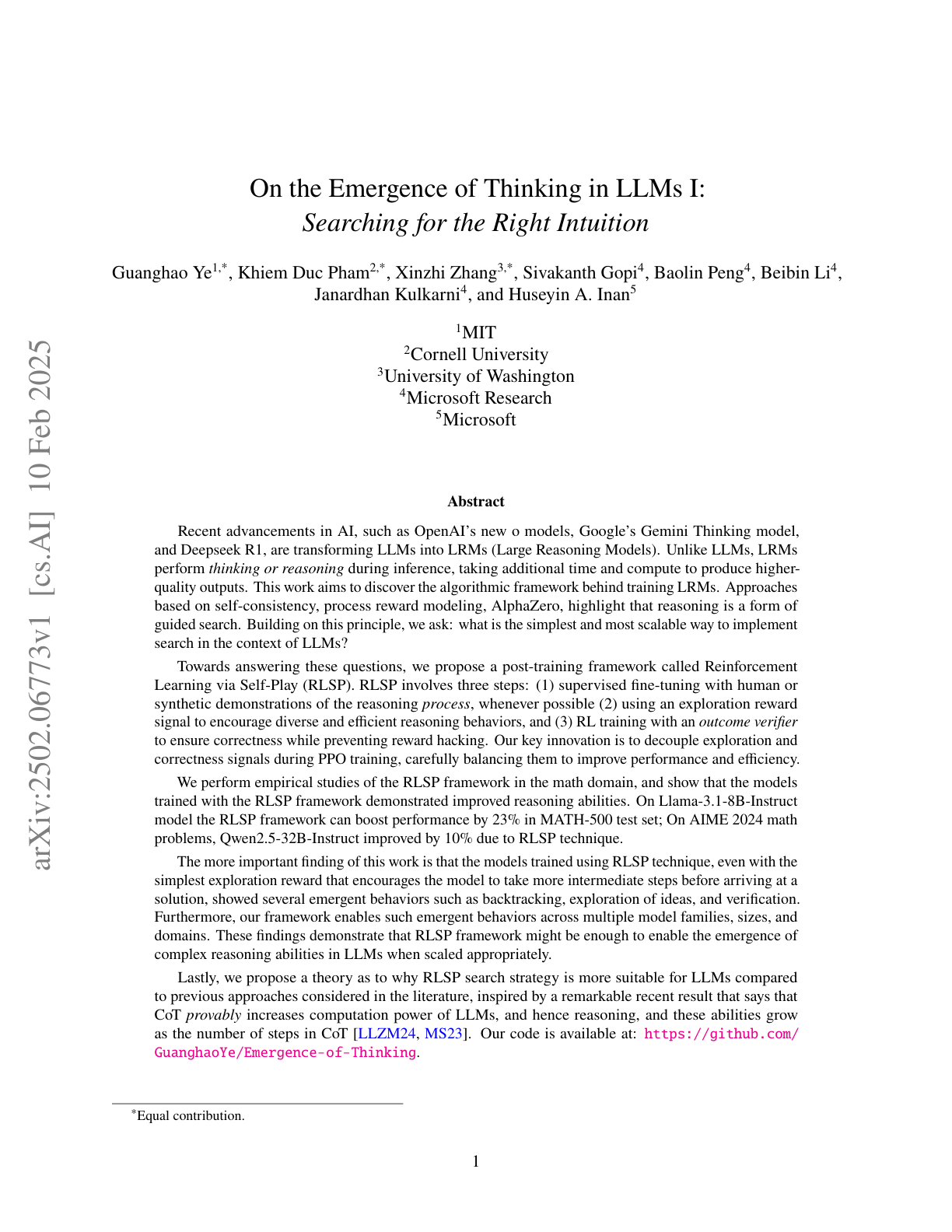 Reinforcement Learning via Self-Play