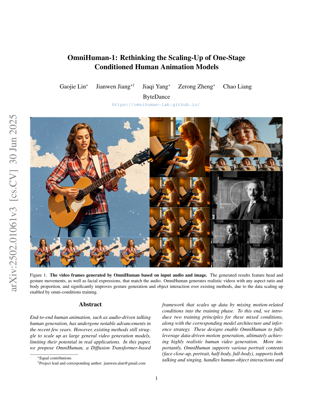 OmniHuman-1: Scaling One-Stage Human Animation