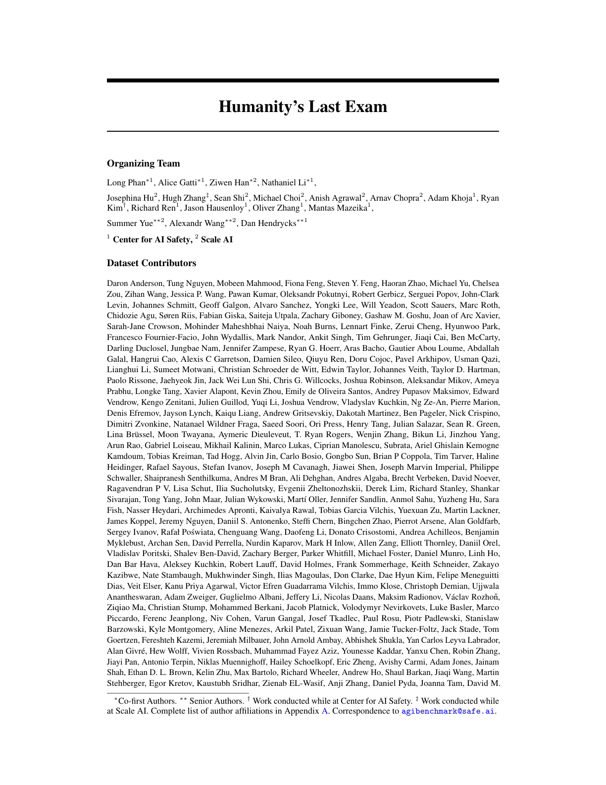Humanity’s Last Exam
