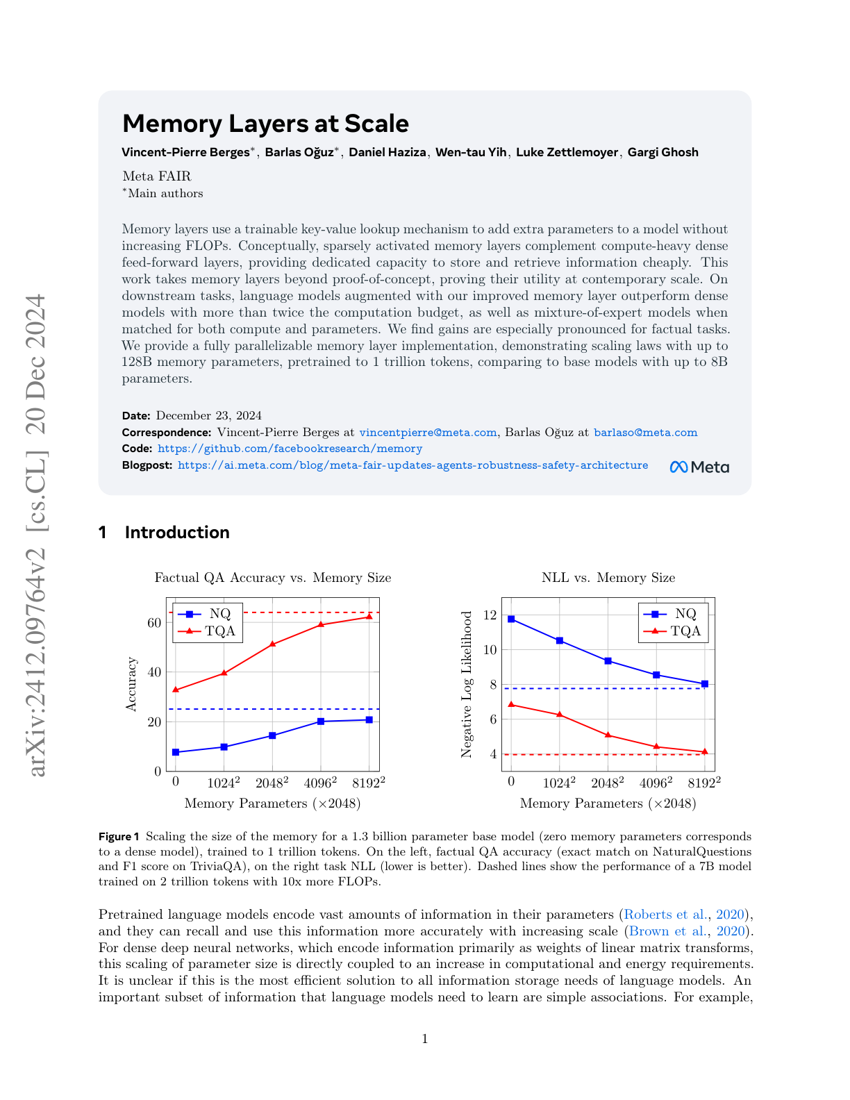 Memory Layers at Scale