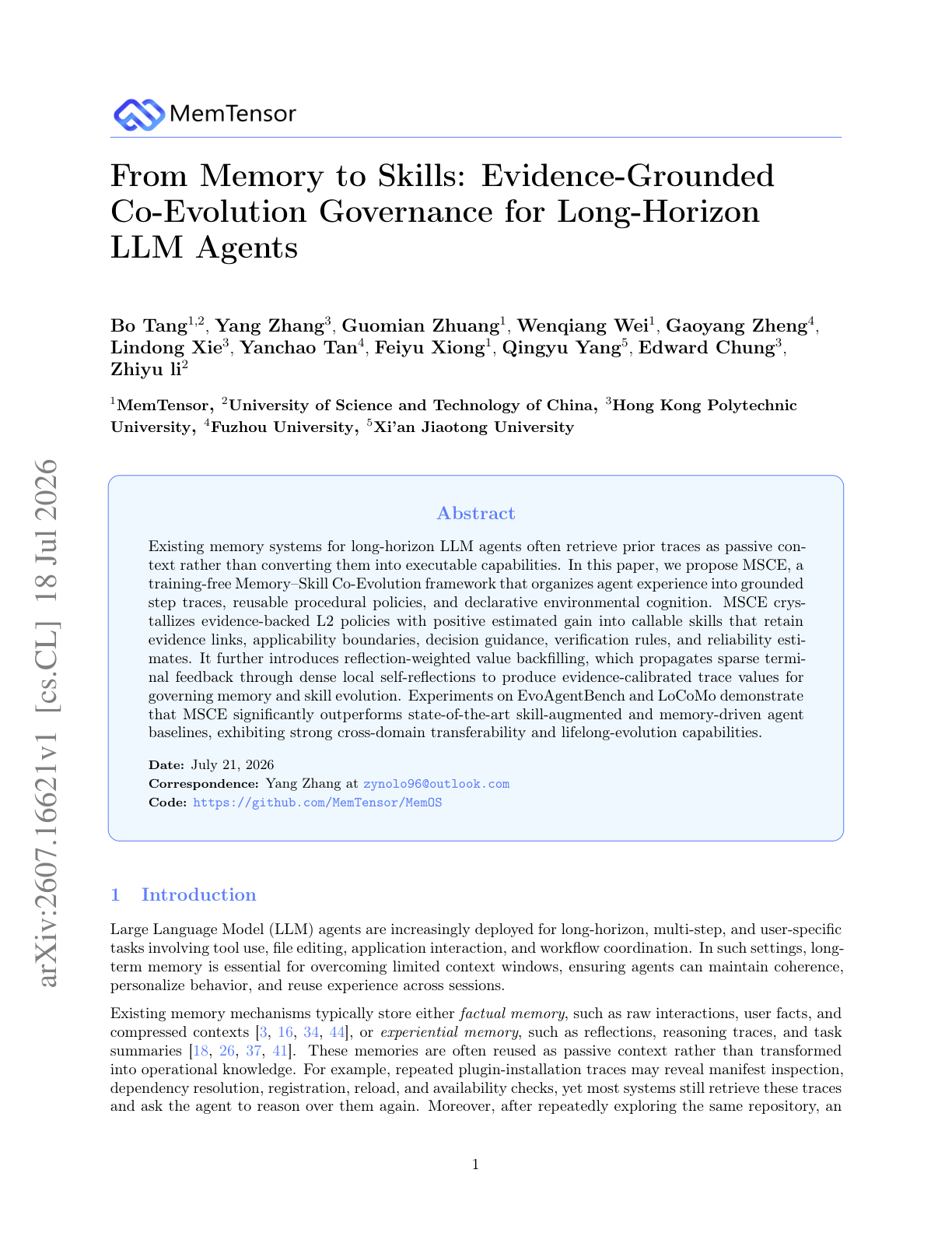 From Memory to Skills