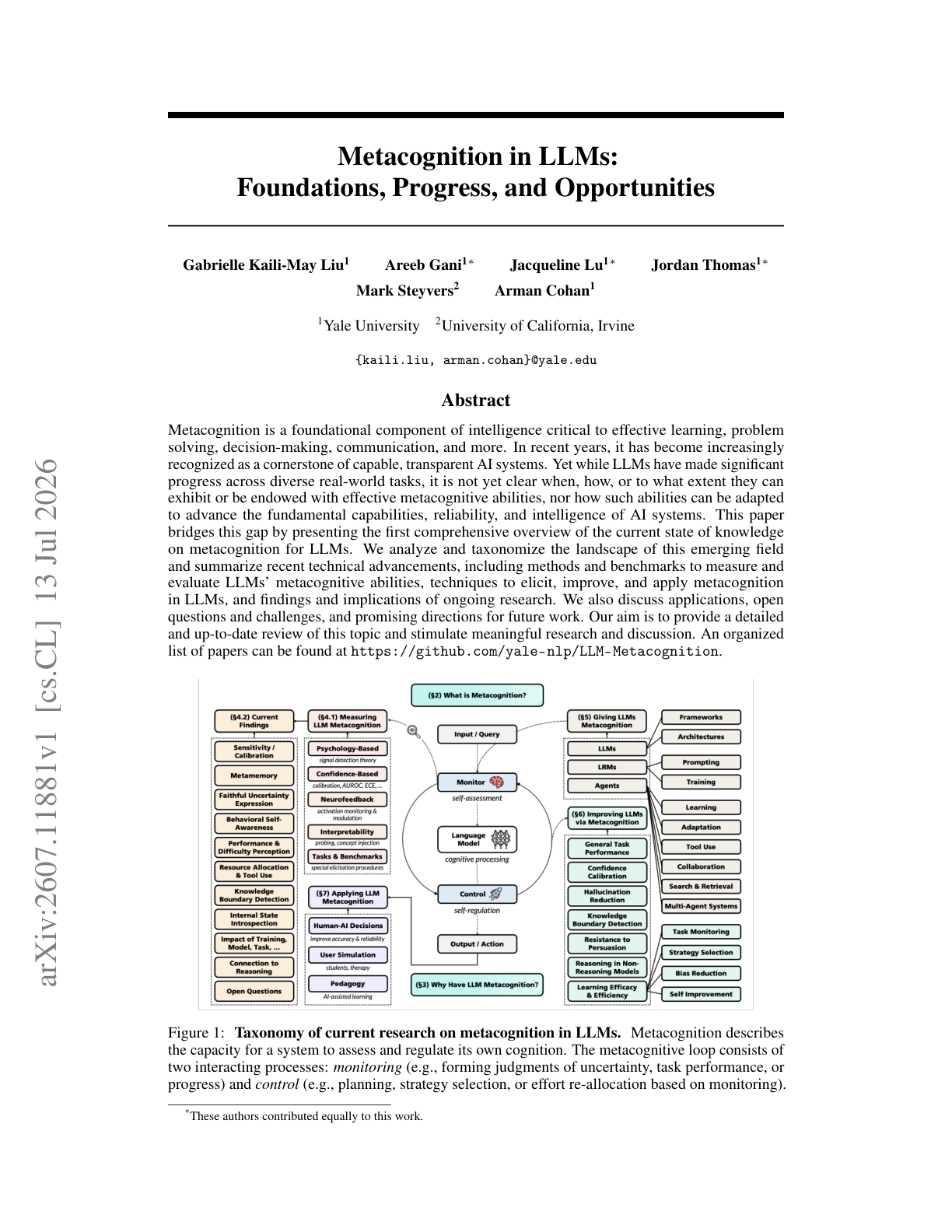Metacognition in LLMs