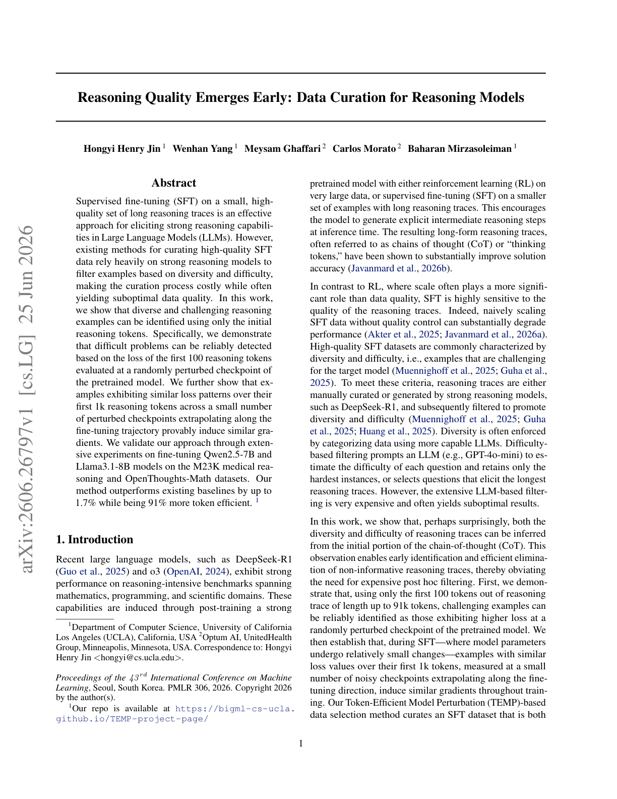 Reasoning Quality Emerges Early