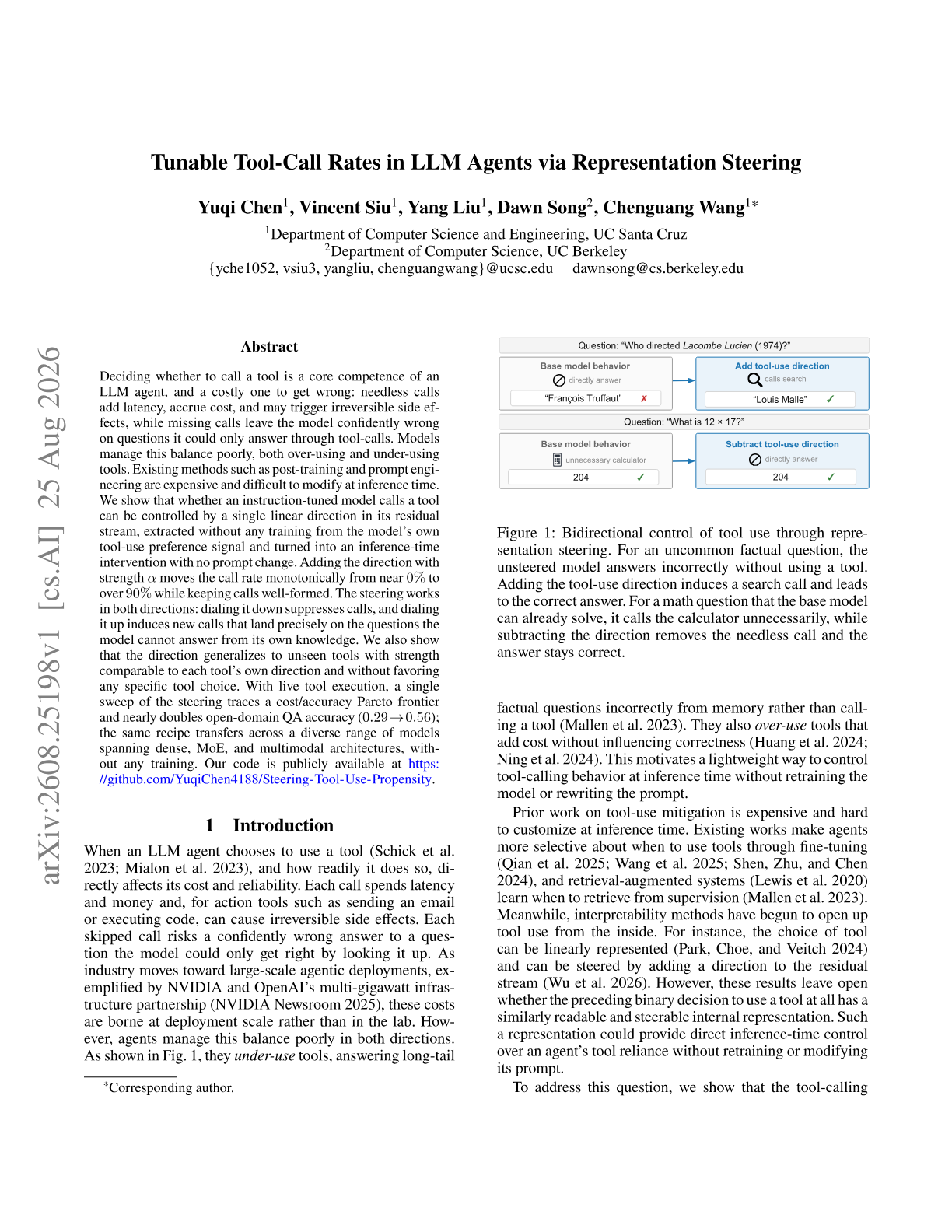 Tunable Tool-Call Rates in LLM Agents via Representation Steering
