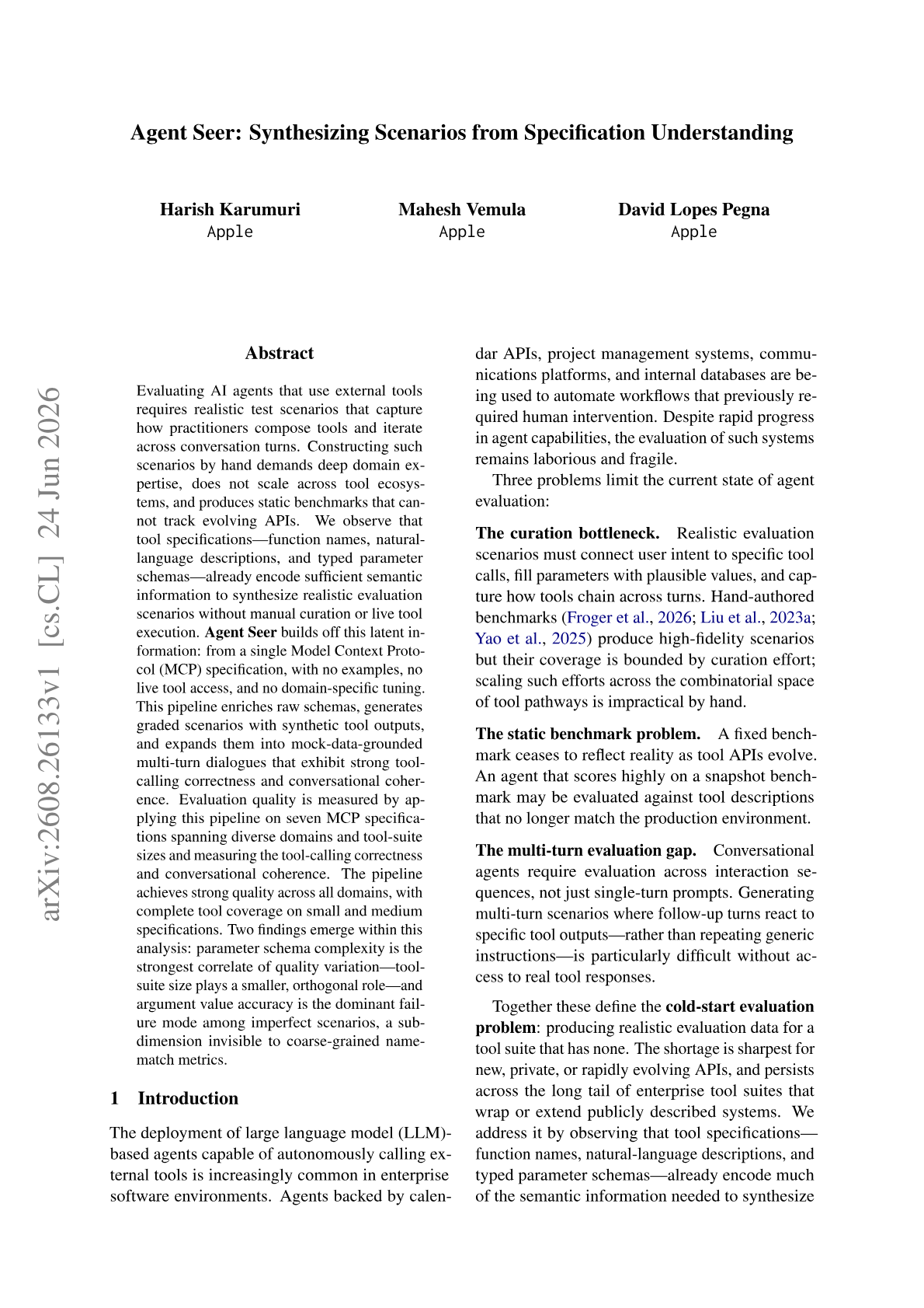Agent Seer: Synthesizing Scenarios from Specification Understanding