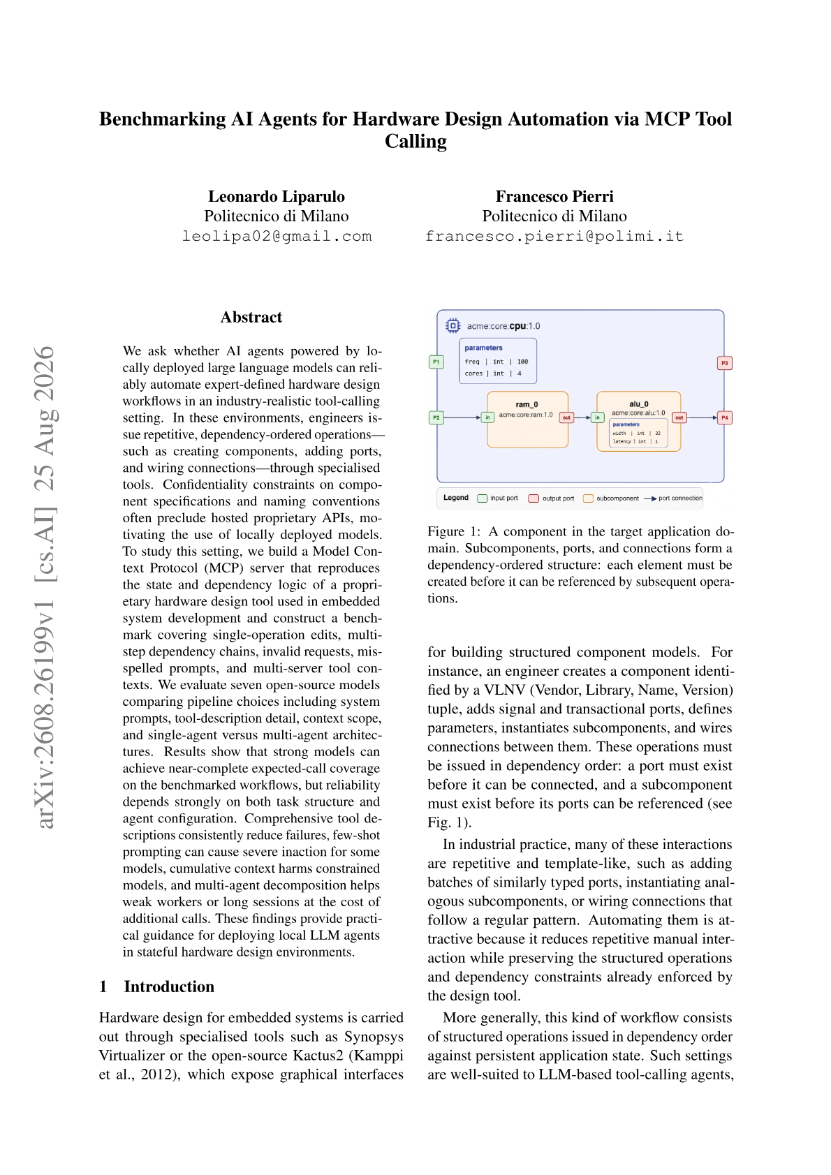 Benchmarking AI Agents for Hardware Design Automation via MCP Tool Calling