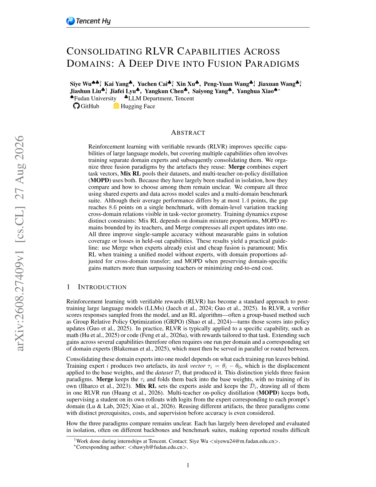 Consolidating RLVR Capabilities Across Domains: A Deep Dive into Fusion Paradigms