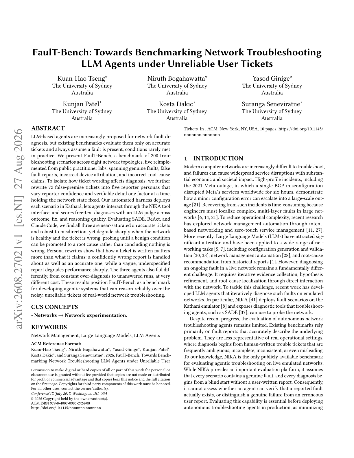 FaulT-Bench: Towards Benchmarking Network Troubleshooting LLM Agents under Unreliable User Tickets