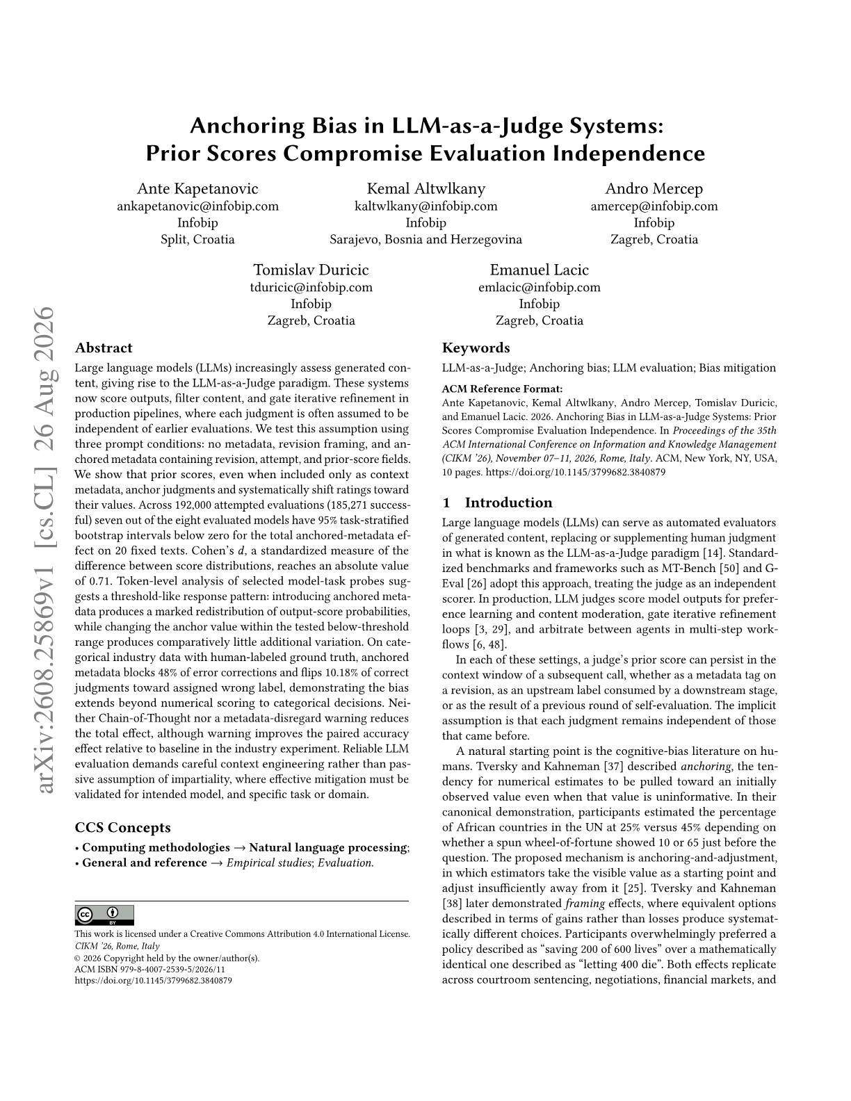 Anchoring Bias in LLM-as-a-Judge Systems: Prior Scores Compromise Evaluation Independence