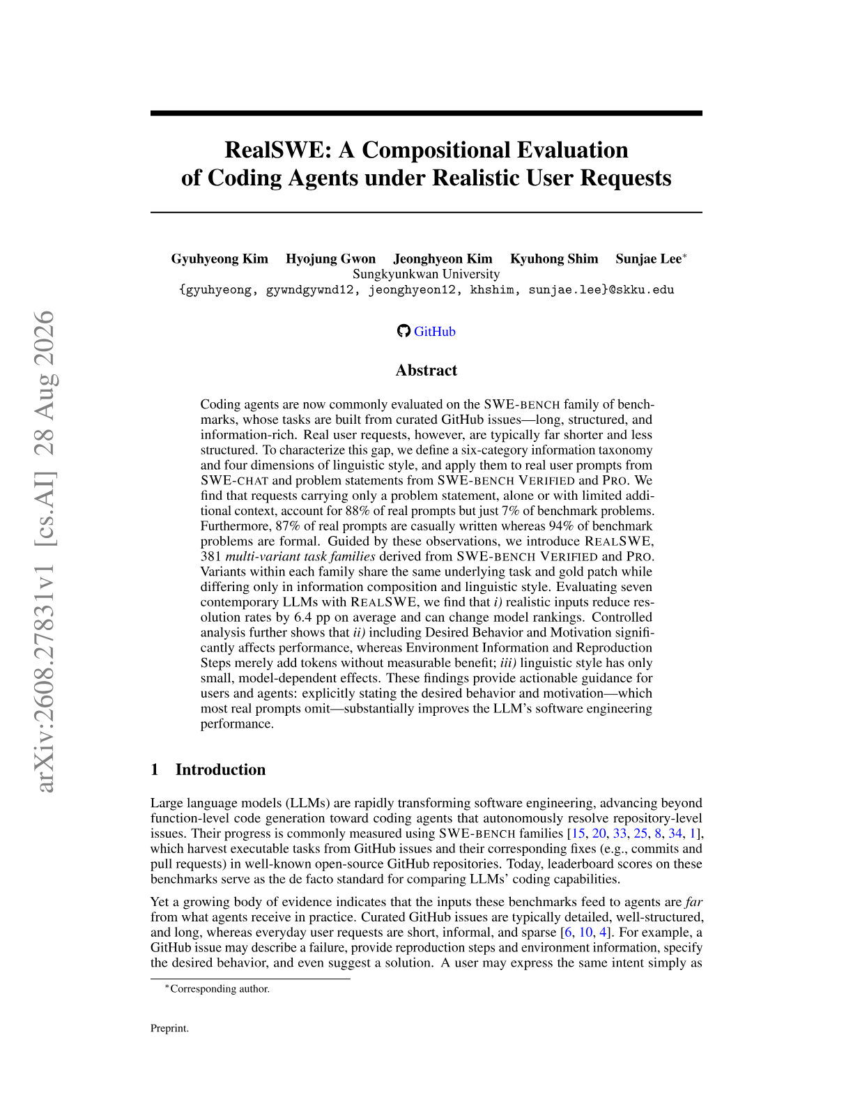 RealSWE: A Compositional Evaluation of Coding Agents under Realistic User Requests