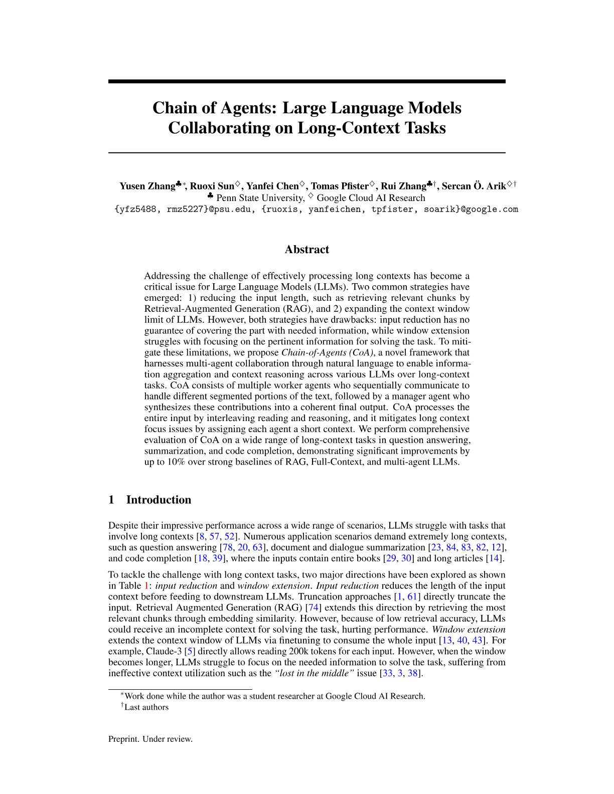Chain-of-Agents