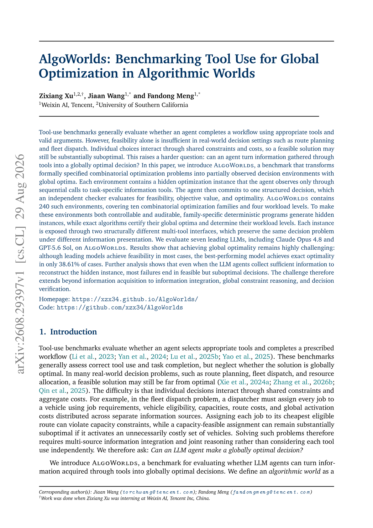 AlgoWorlds: Benchmarking Tool Use for Global Optimization in Algorithmic Worlds