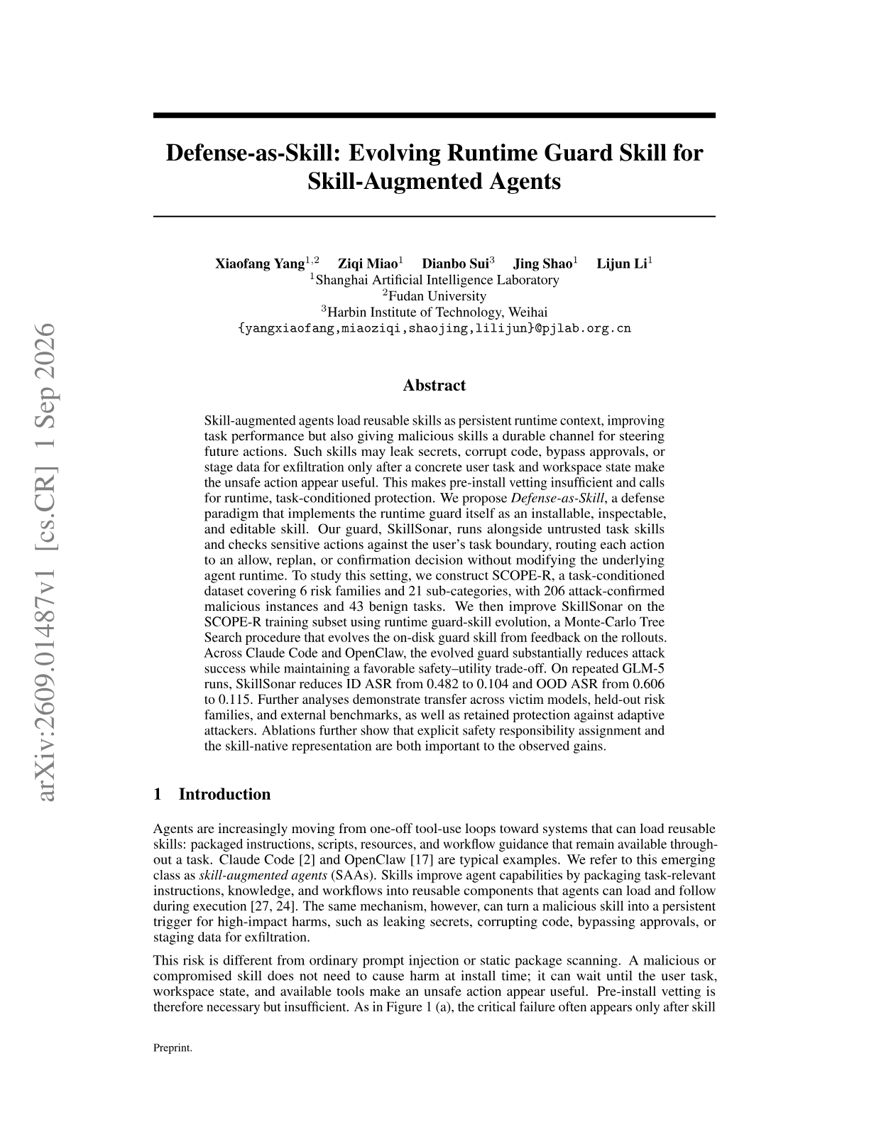 Defense-as-Skill: Evolving Runtime Guard Skill for Skill-Augmented Agents