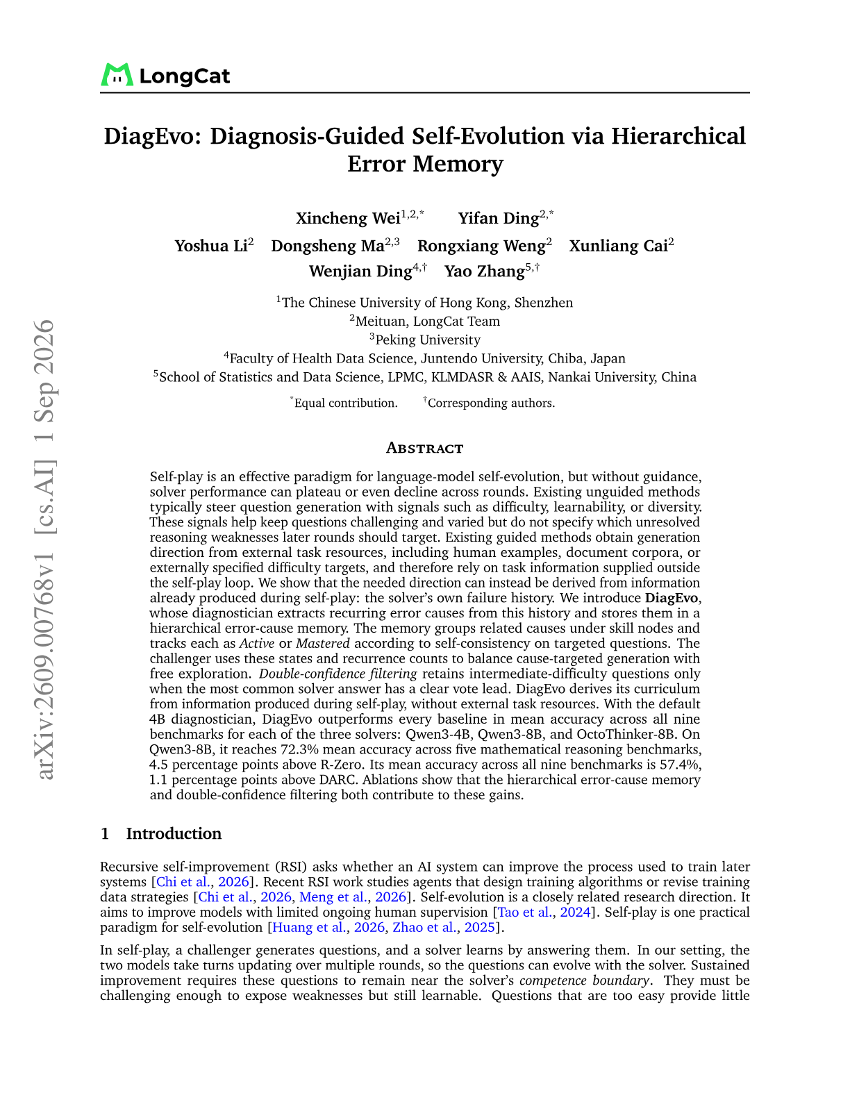 DiagEvo: Diagnosis-Guided Self-Evolution via Hierarchical Error Memory