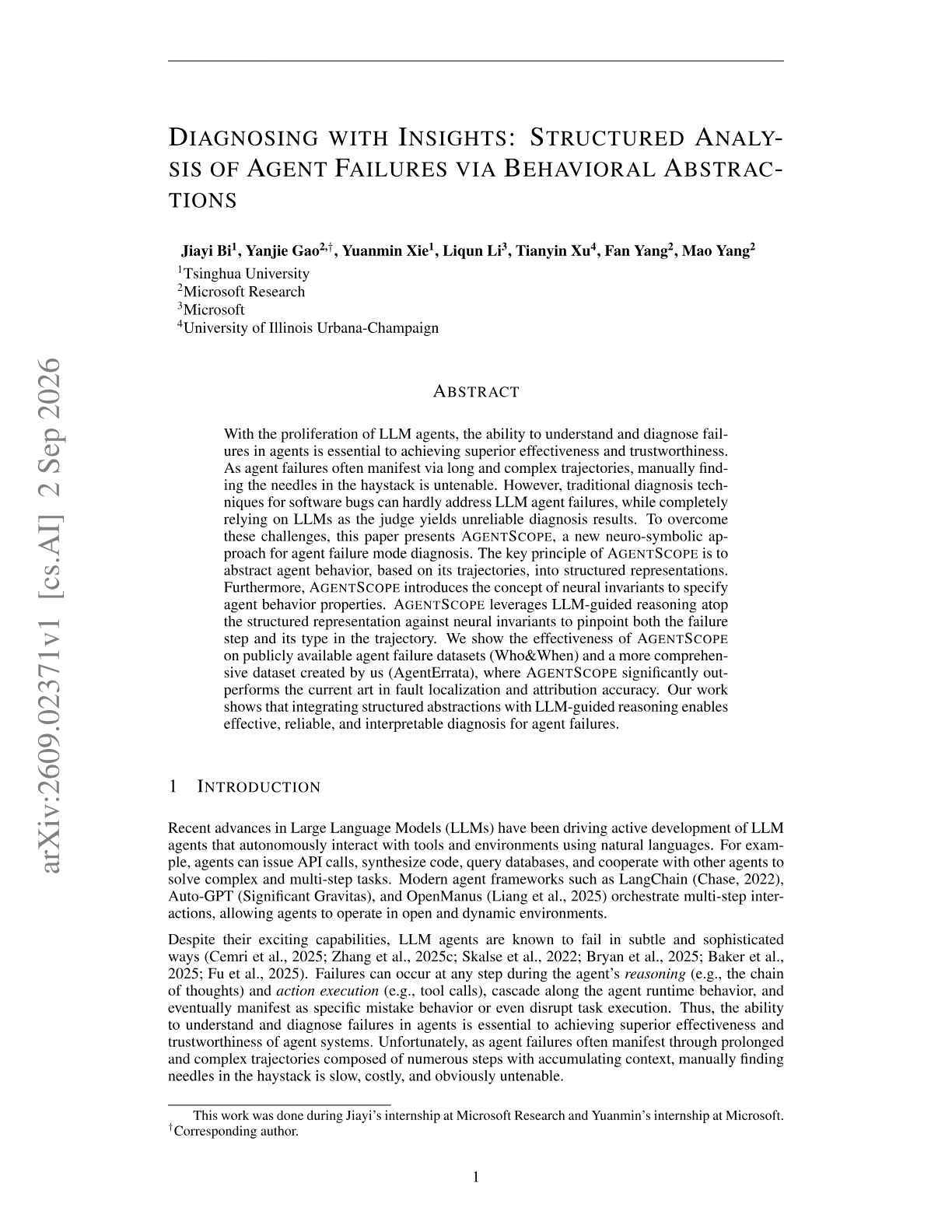 Diagnosing with Insights: Structured Analysis of Agent Failures via Behavioral Abstractions