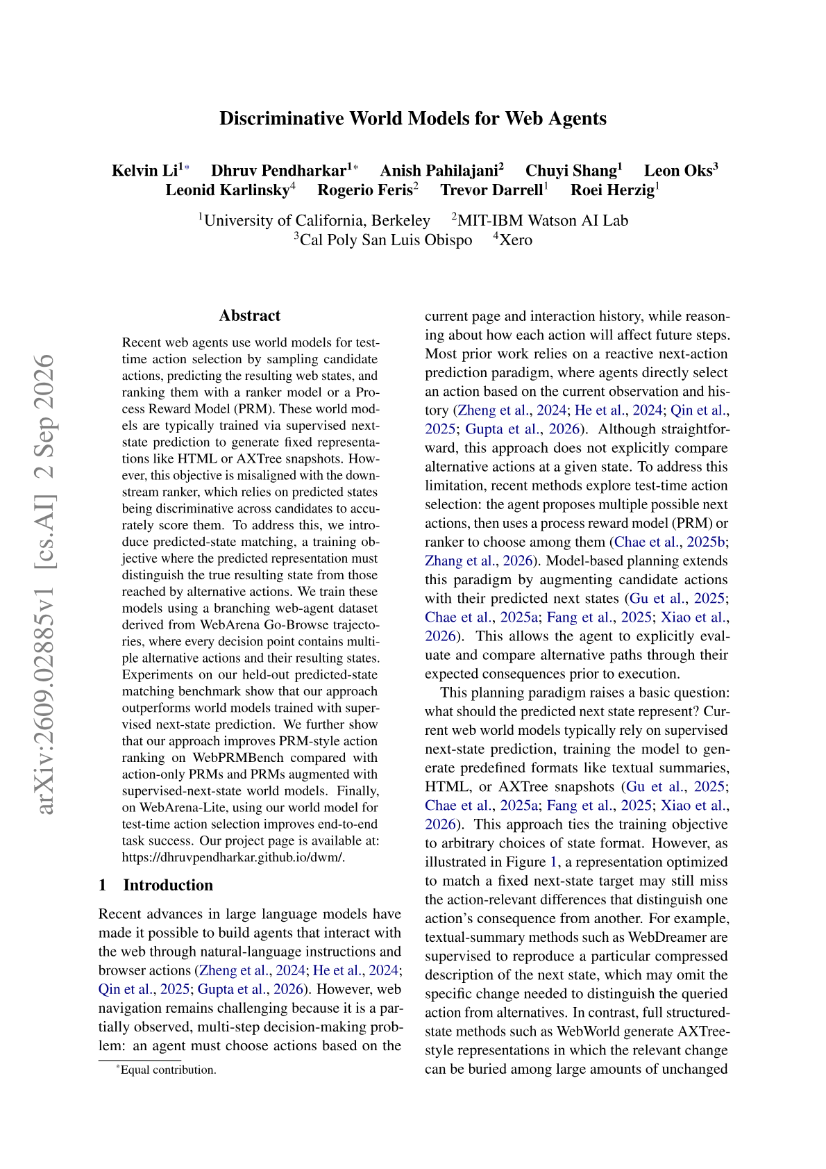 Discriminative World Models for Web Agents
