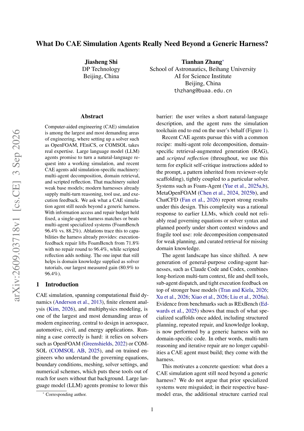 What Do CAE Simulation Agents Really Need Beyond a Generic Harness?