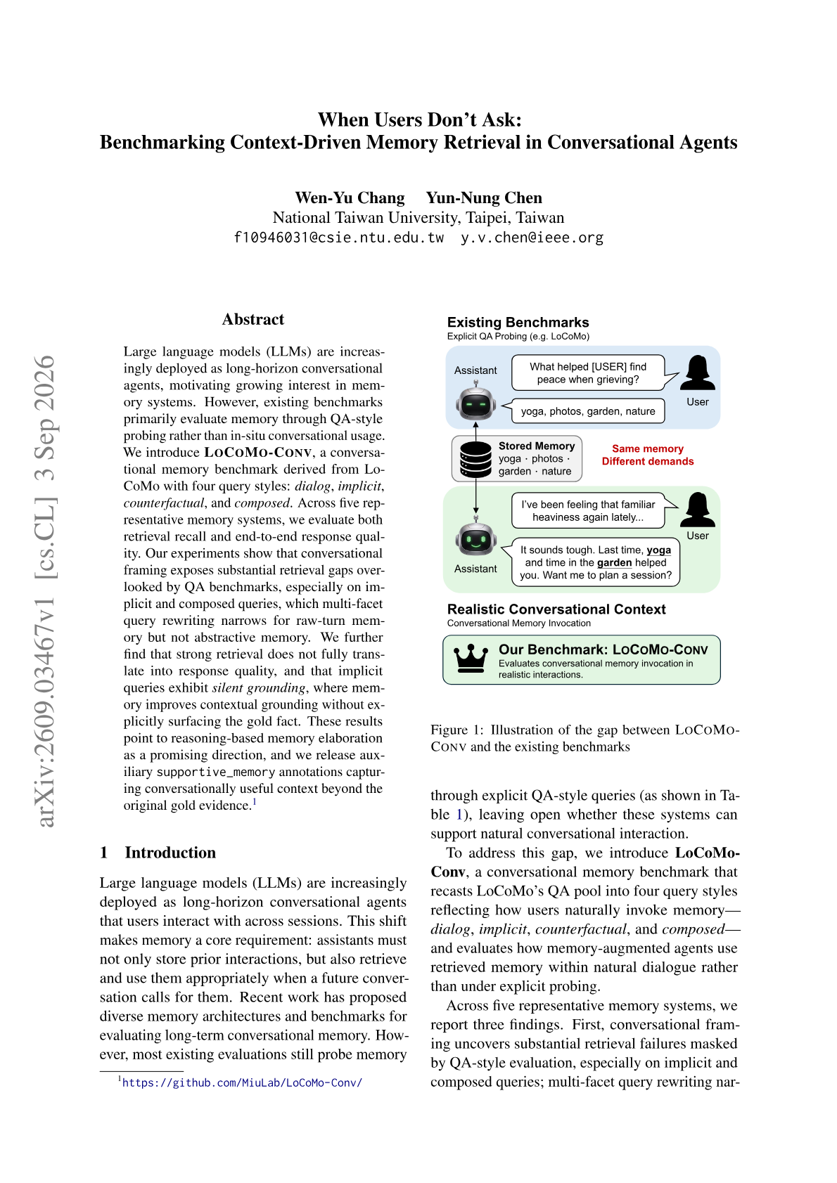 When Users Don't Ask: Benchmarking Context-Driven Memory Retrieval in Conversational Agents
