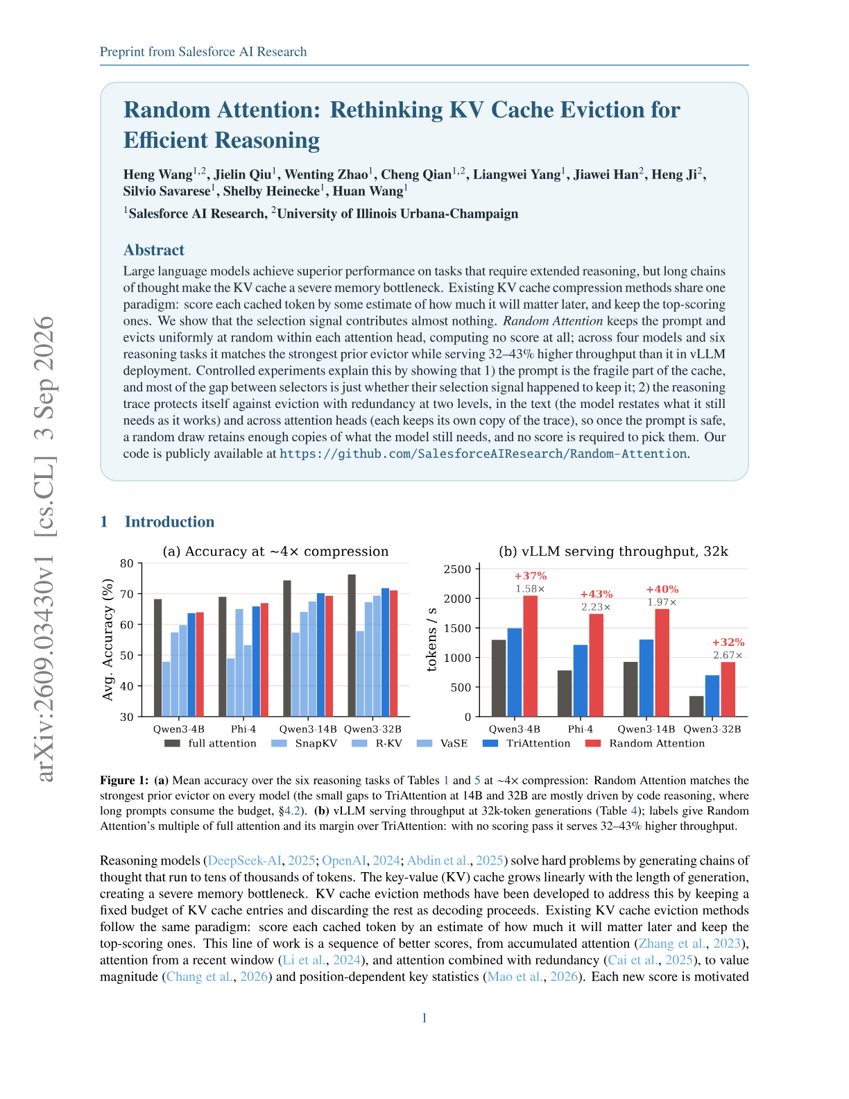 Random Attention: Rethinking KV Cache Eviction for Efficient Reasoning