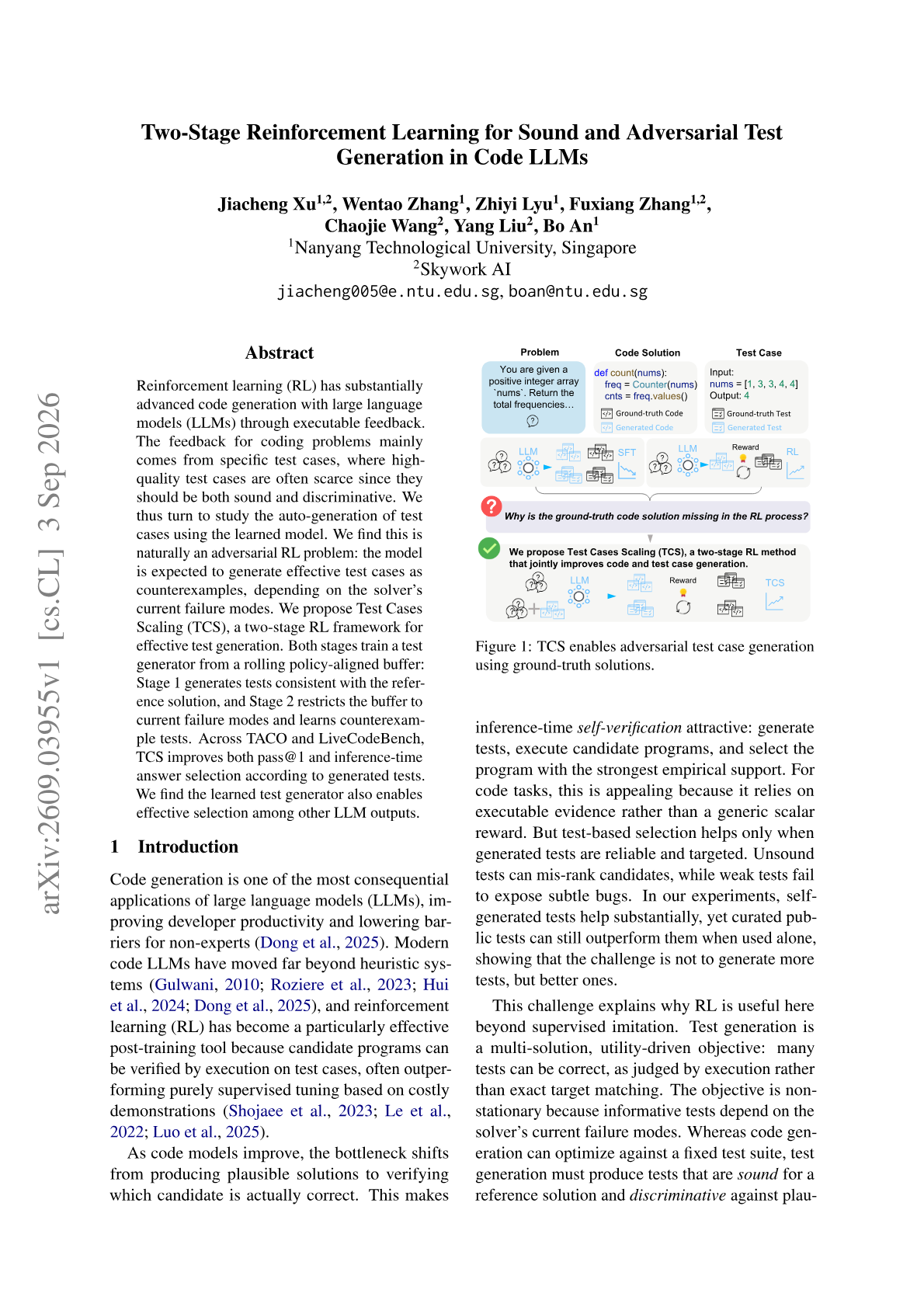Two-Stage Reinforcement Learning for Sound and Adversarial Test Generation in Code LLMs