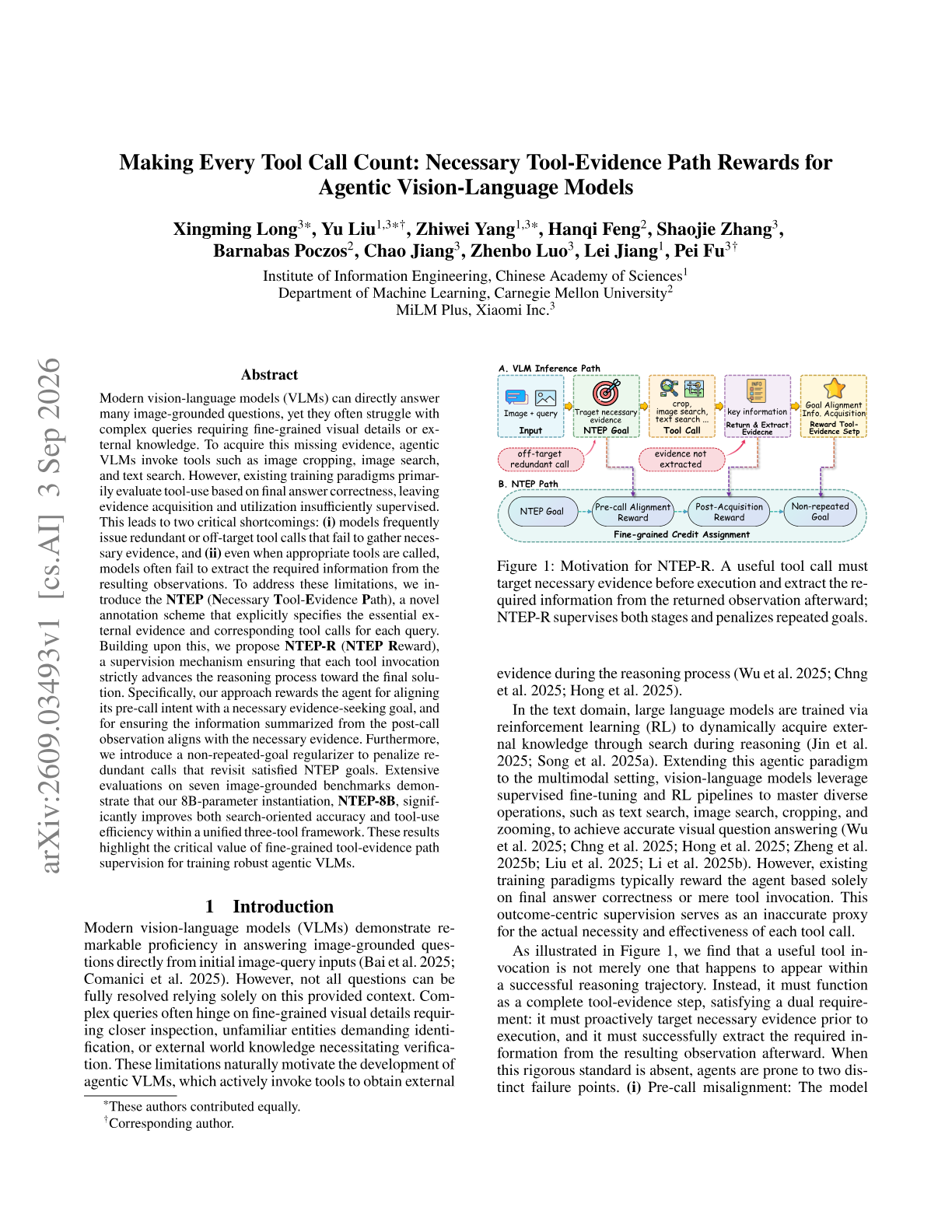 Making Every Tool Call Count: Necessary Tool-Evidence Path Rewards for Agentic Vision-Language Models