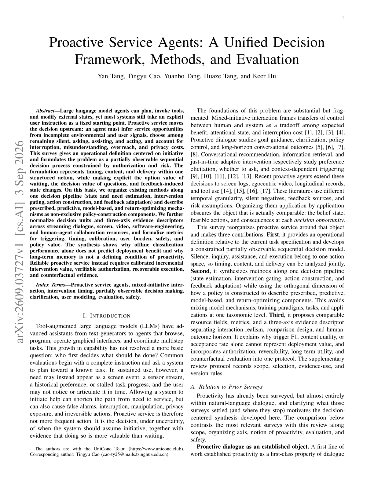 Proactive Service Agents: A Unified Decision Framework, Methods, and Evaluation