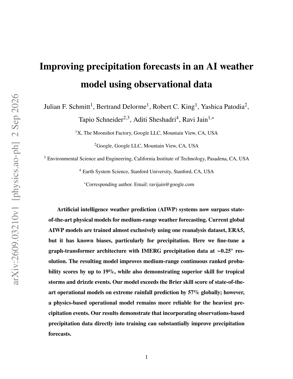 Improving precipitation forecasts in an AI weather model using observational data
