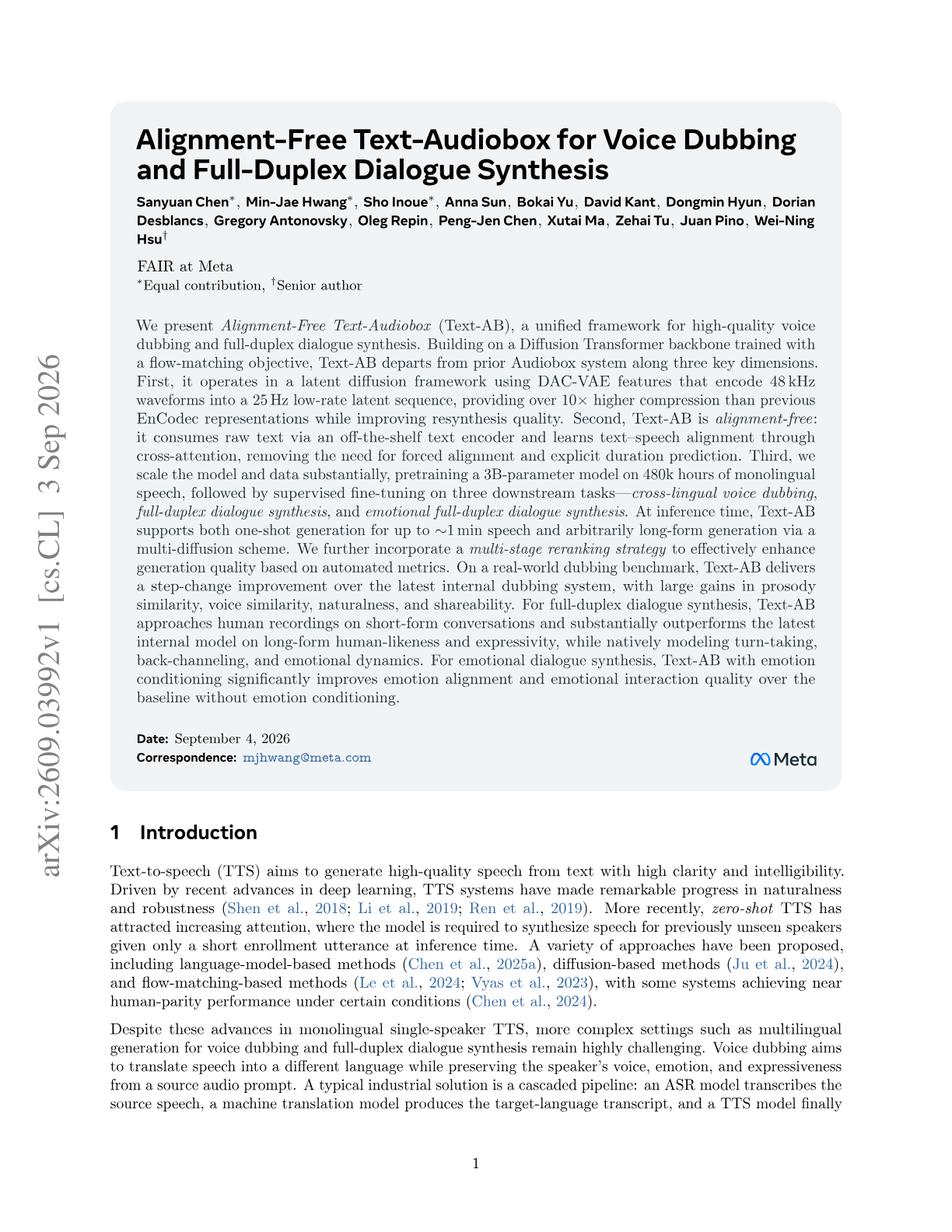 Alignment-Free Text-Audiobox for Voice Dubbing and Full-Duplex Dialogue Synthesis