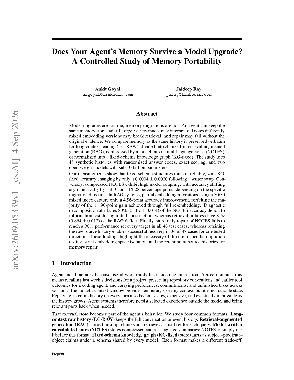Does Your Agent's Memory Survive a Model Upgrade? A Controlled Study of Memory Portability