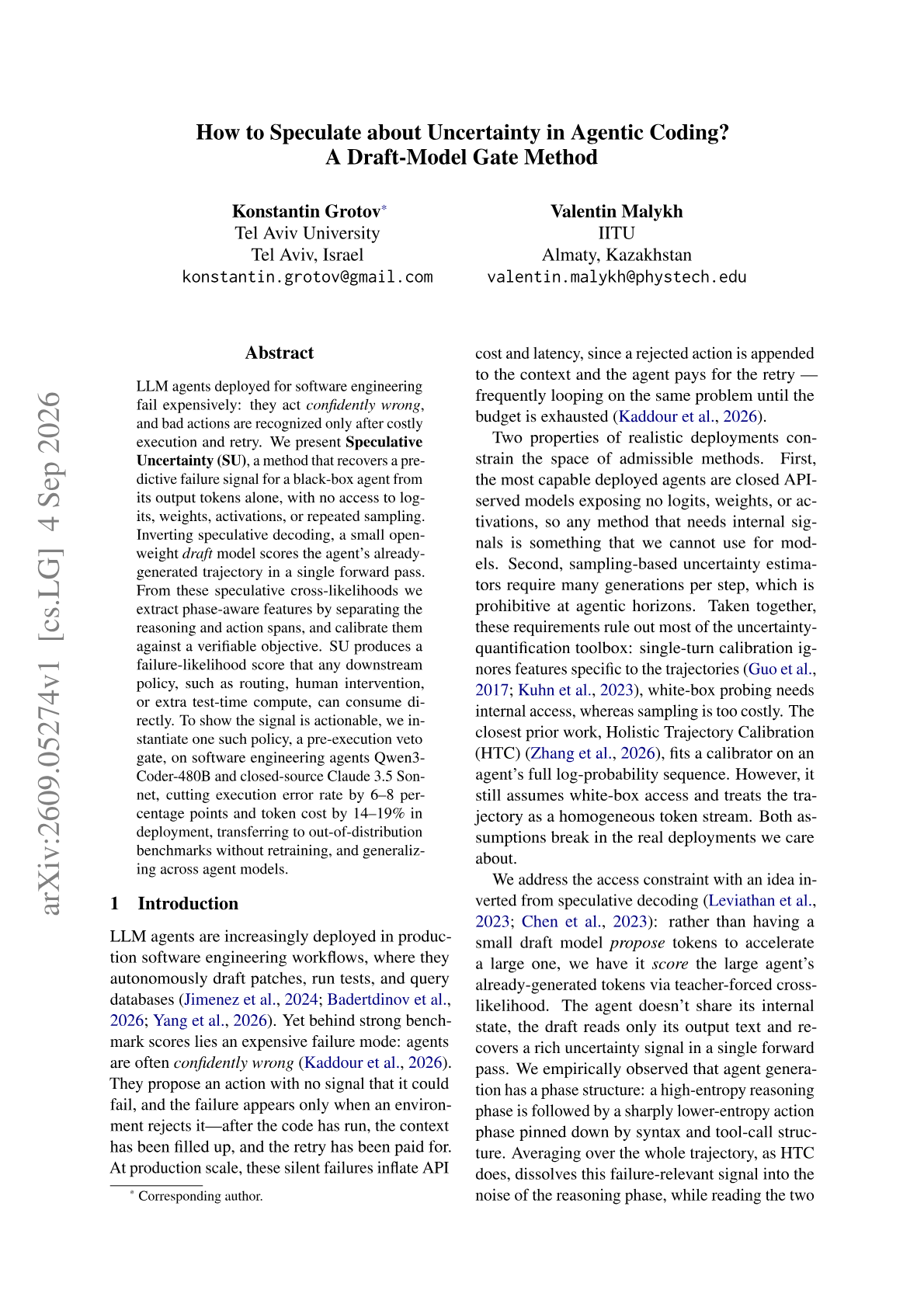 How to Speculate about Uncertainty in Agentic Coding? A Draft-Model Gate Method
