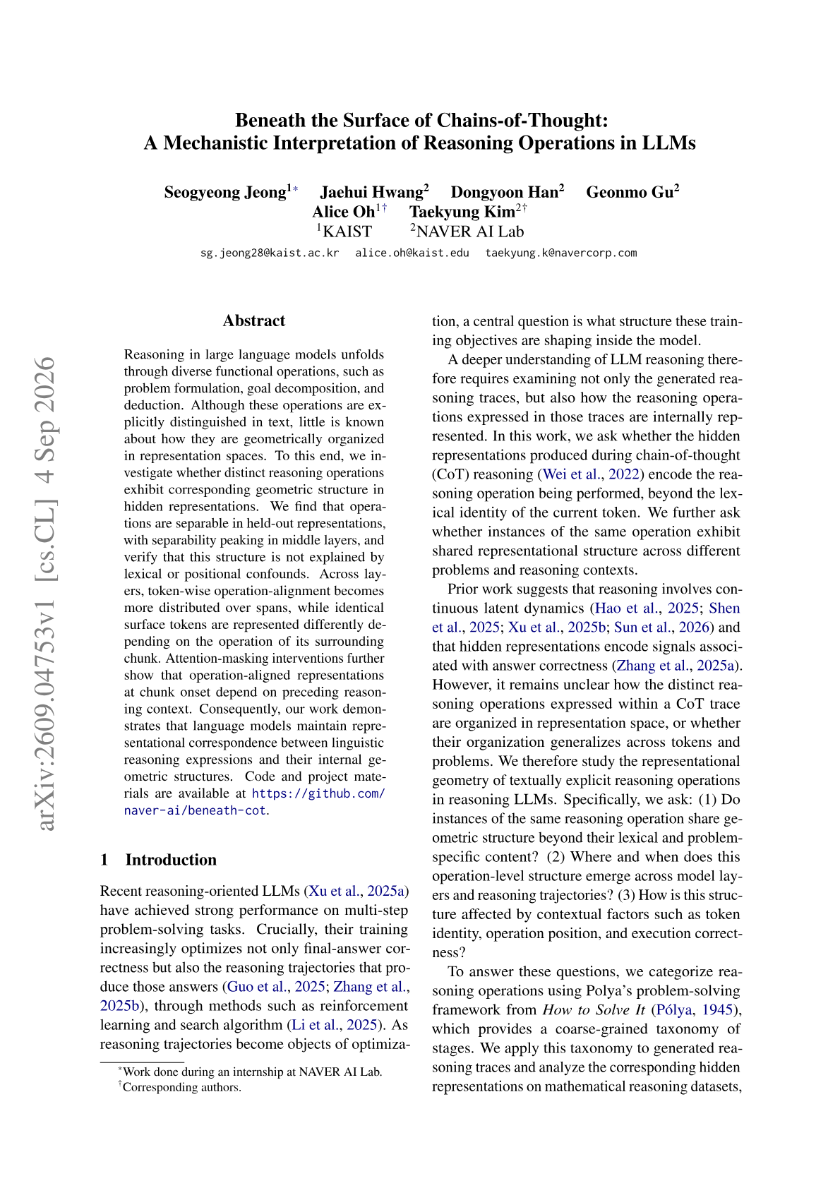 Beneath the Surface of Chains-of-Thought: A Mechanistic Interpretation of Reasoning Operations in LLMs