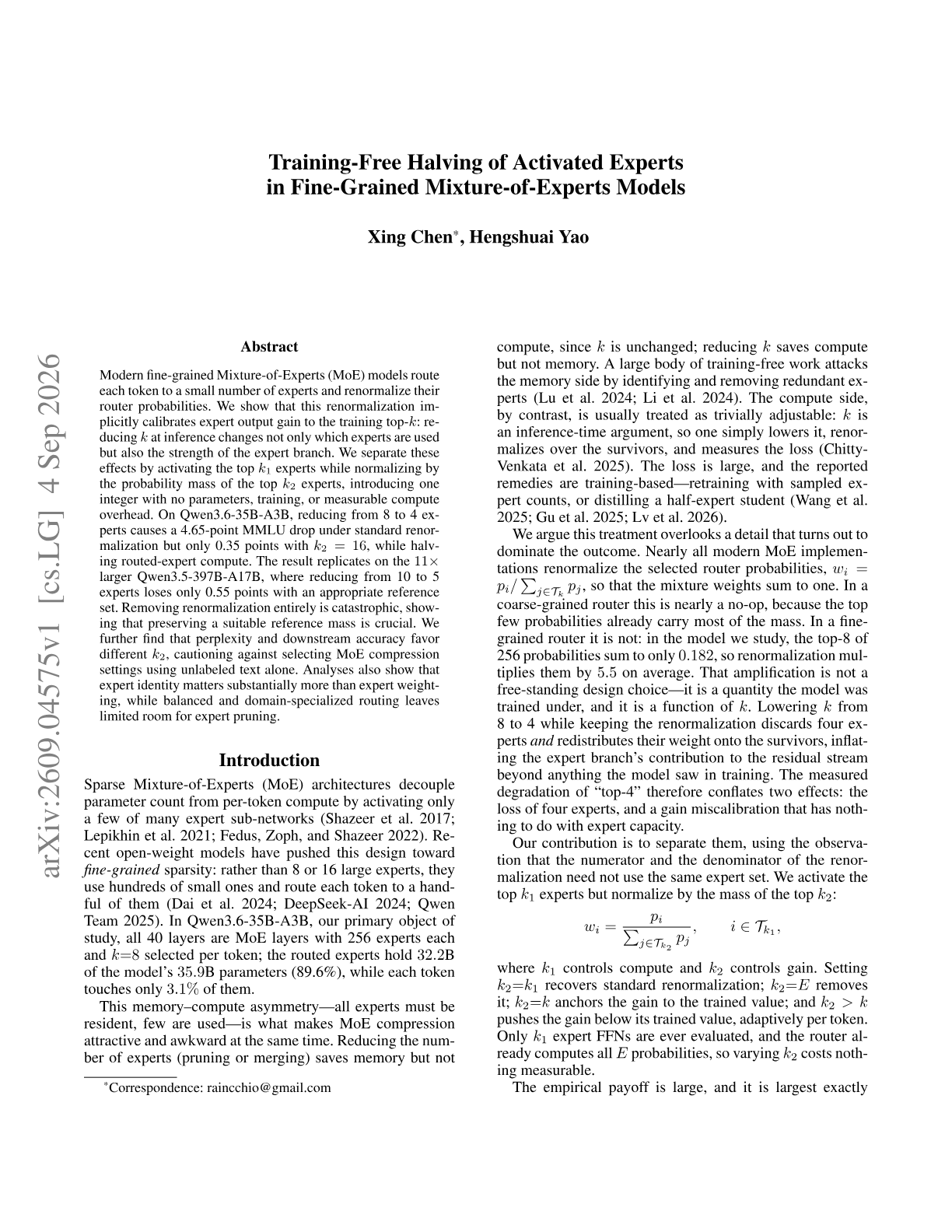 Training-Free Halving of Activated Experts in Fine-Grained Mixture-of-Experts Models