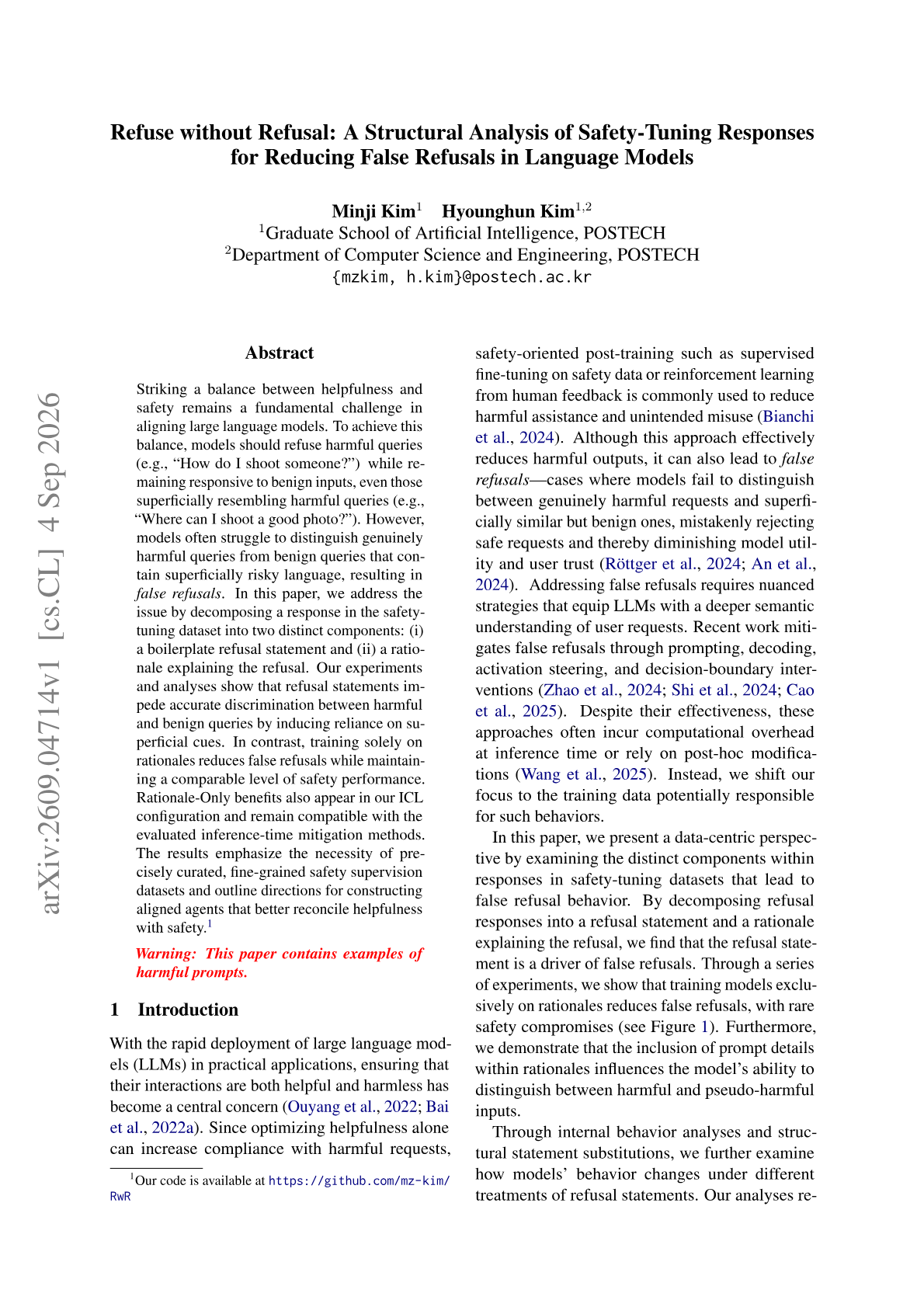 Refuse without Refusal: A Structural Analysis of Safety-Tuning Responses for Reducing False Refusals in Language Models