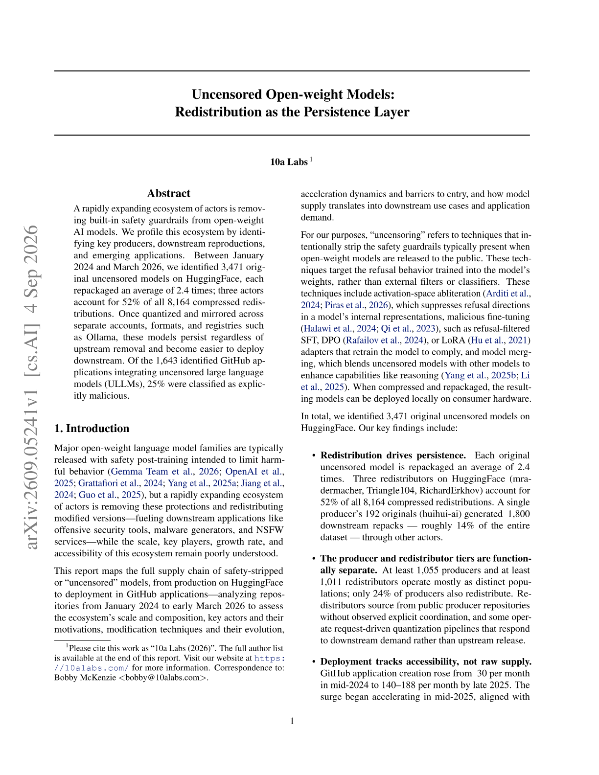Uncensored Open-weight Models: Redistribution as the Persistence Layer