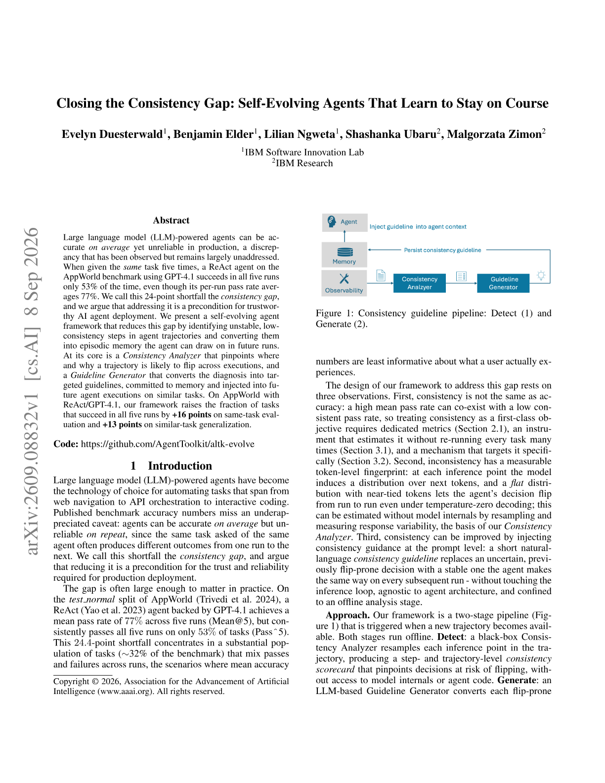 Closing the Consistency Gap: Self-Evolving Agents That Learn to Stay on Course