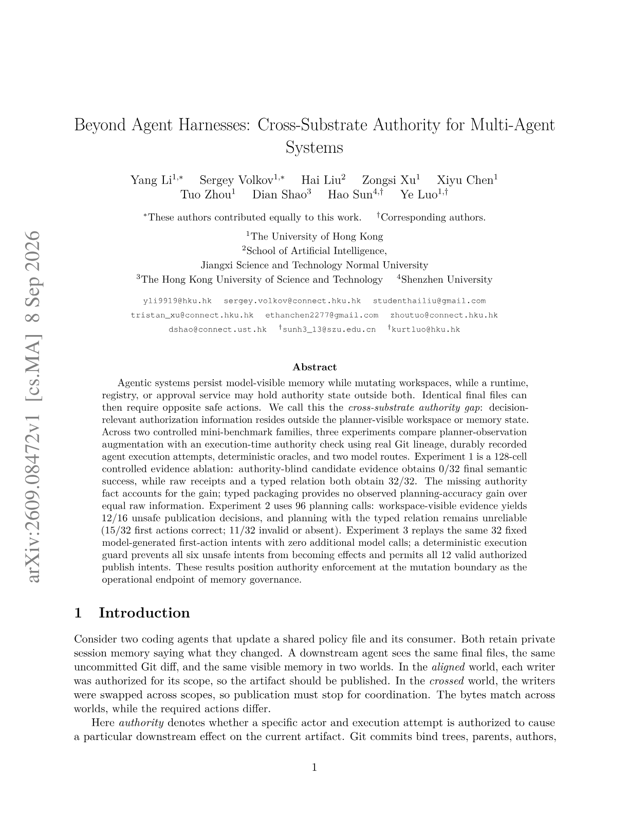 Beyond Agent Harnesses: Cross-Substrate Authority for Multi-Agent Systems