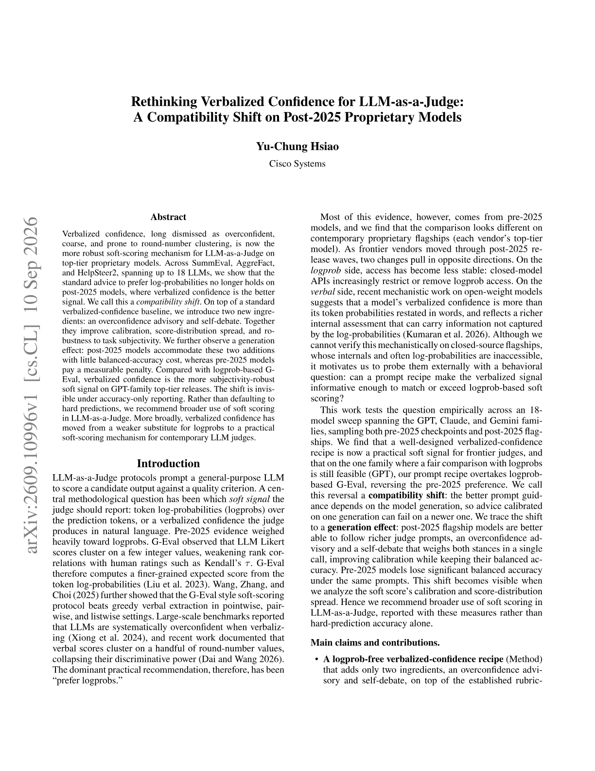 Rethinking Verbalized Confidence for LLM-as-a-Judge: A Compatibility Shift on Post-2025 Proprietary Models