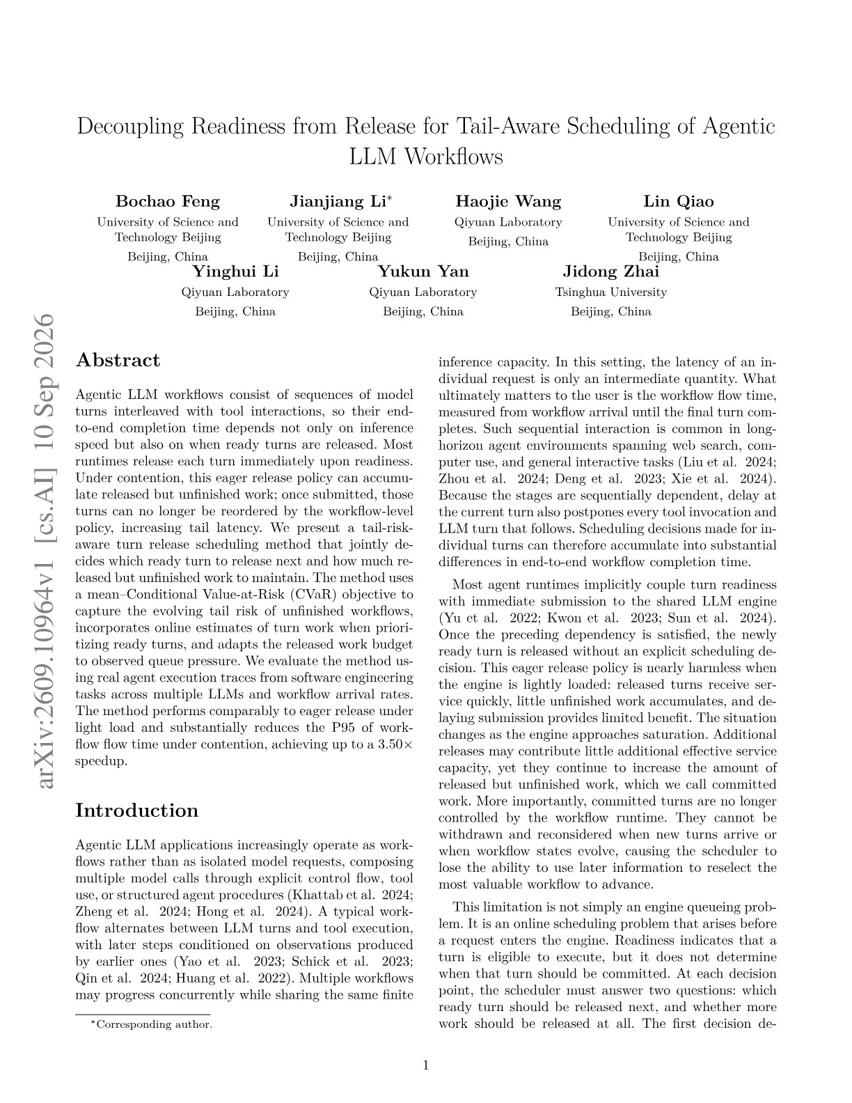 Decoupling Readiness from Release for Tail-Aware Scheduling of Agentic LLM Workflows